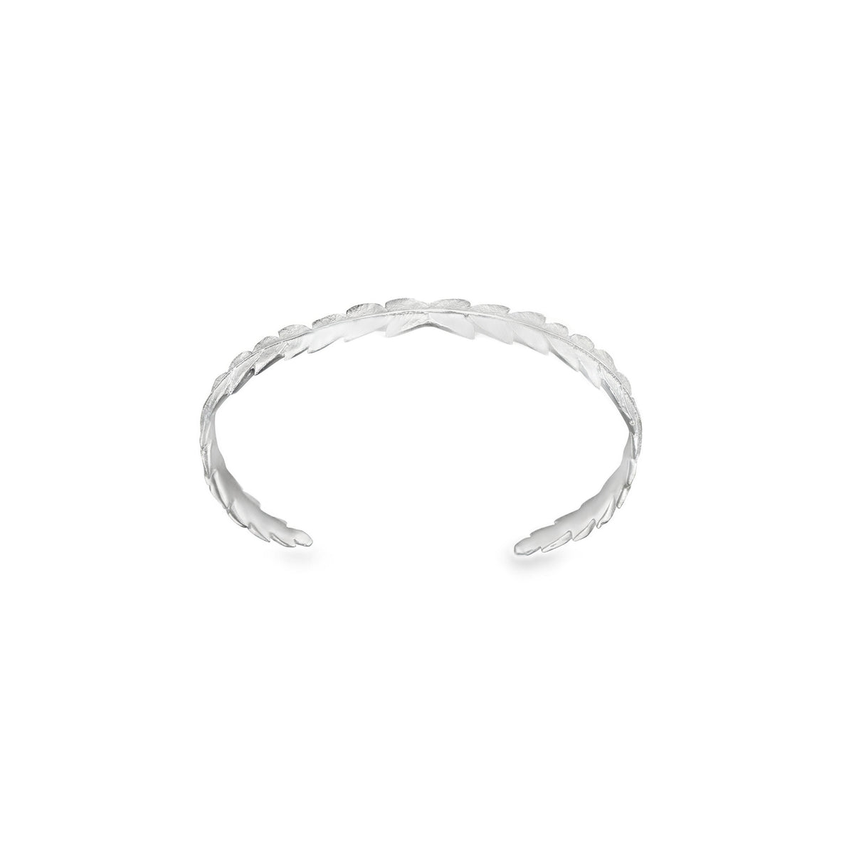 Silver Fern Leaf Cuff Bracelet - Small showcasing intricate fern leaf detailing in sterling silver.