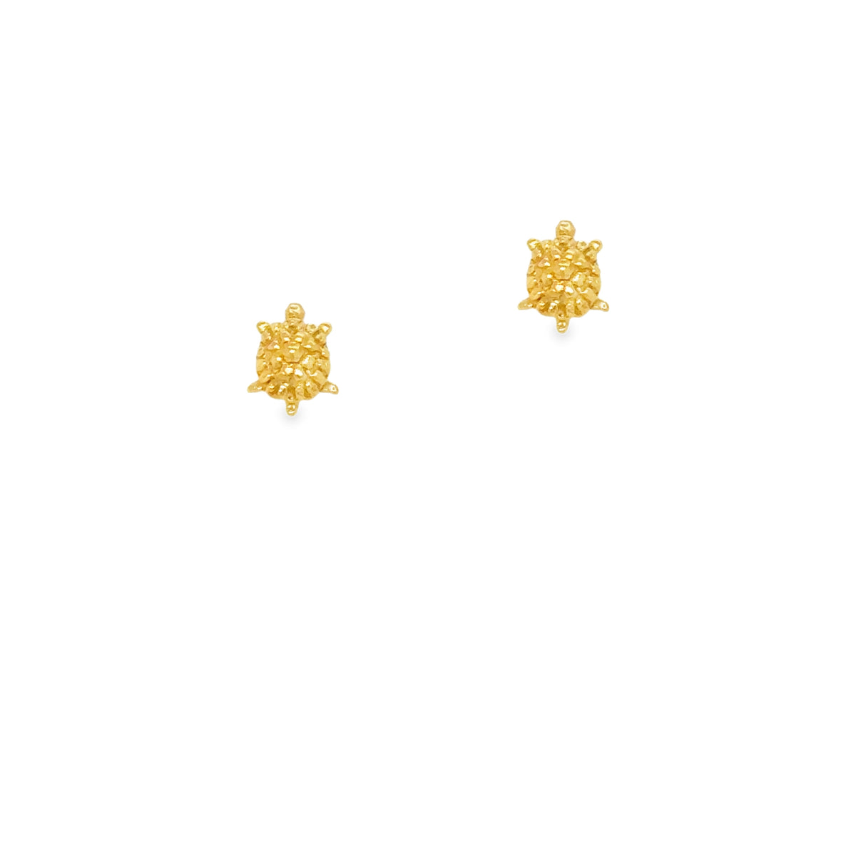 Gold turtle stud earrings featuring intricate design in 18ct gold plated sterling silver, perfect for everyday elegance.