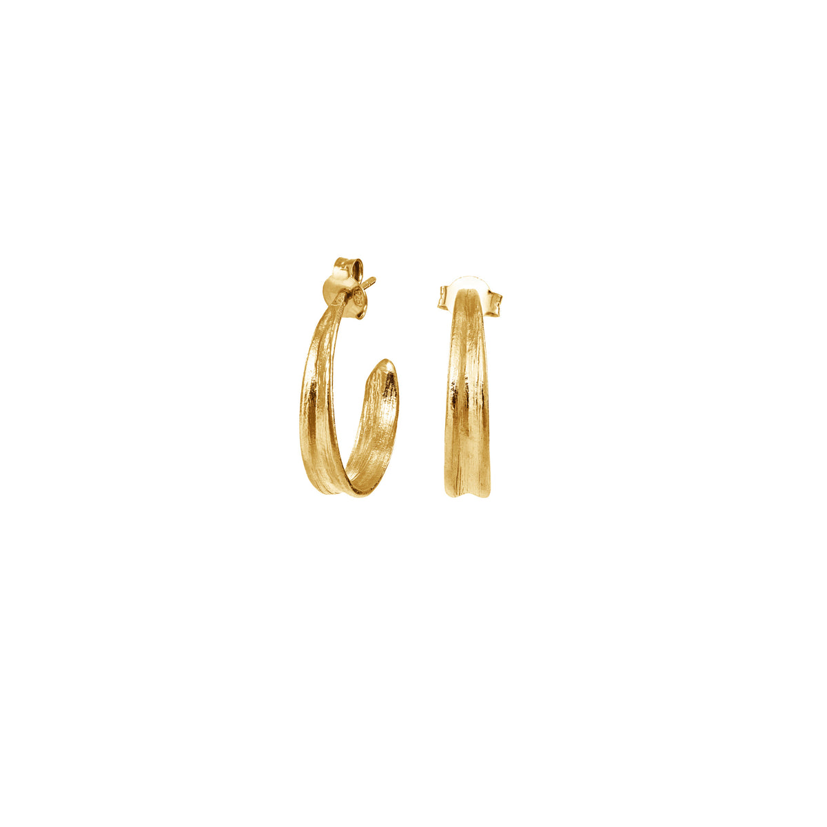 18ct gold plated blade of grass hoop earrings