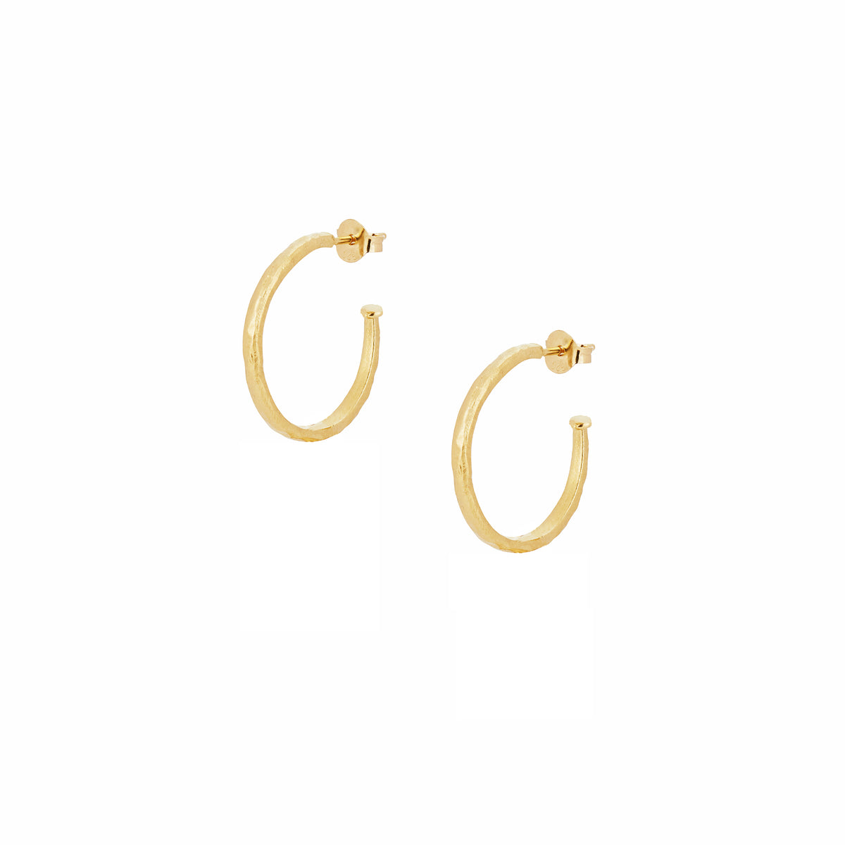18ct gold plated silver hammered hoop earrings