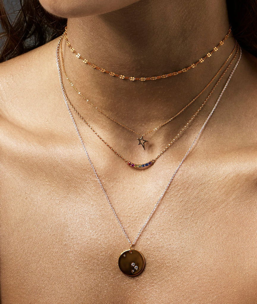 gold maui rainbow necklace by jewellery designer catherine zoraida jewellery