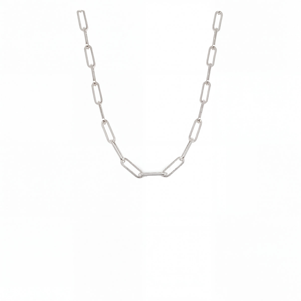 Silver Together We Are Stronger Paper Clip Chain Necklace showcasing its chunky sterling silver design.