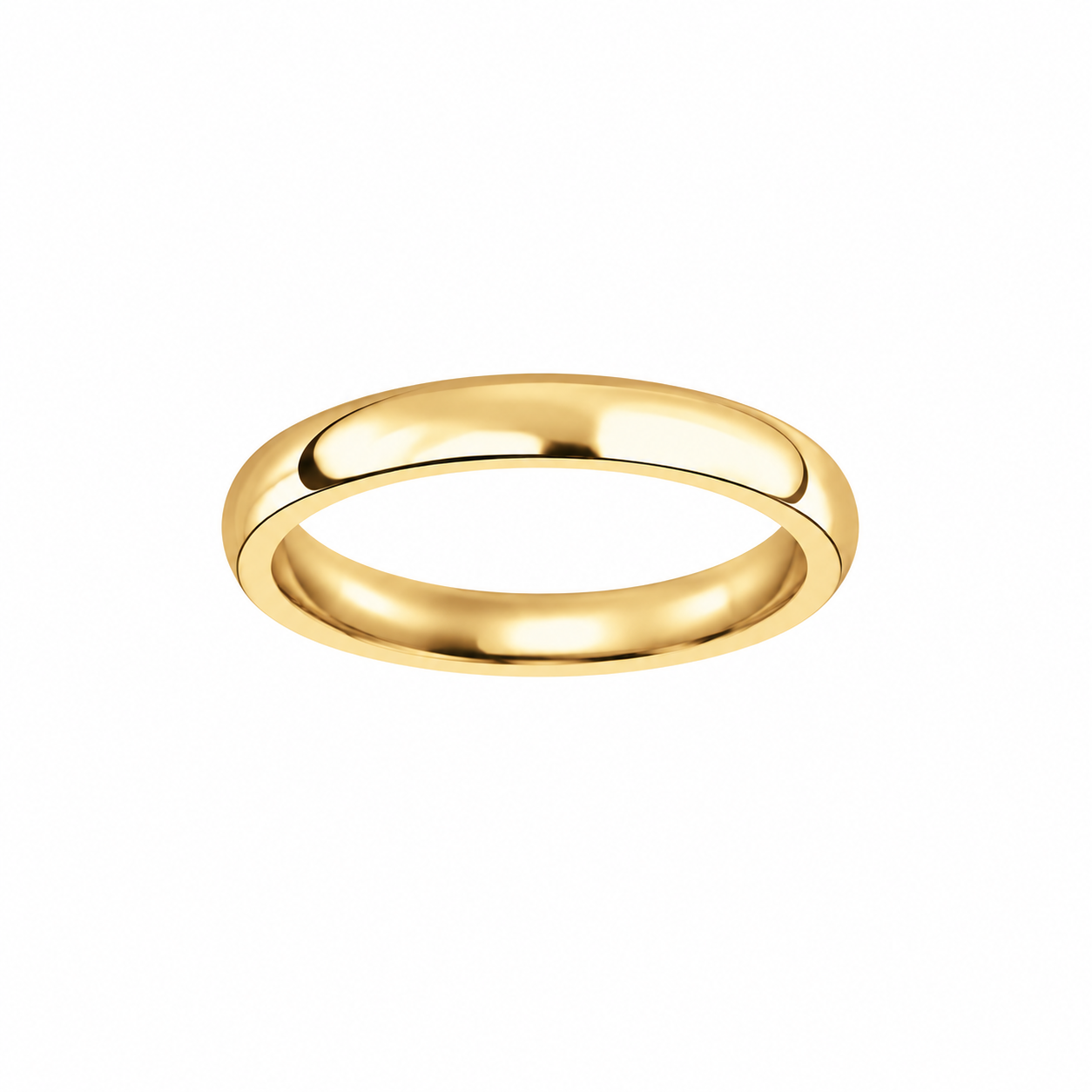 9ct gold court shaped wedding band ring 4mm width shown on white background