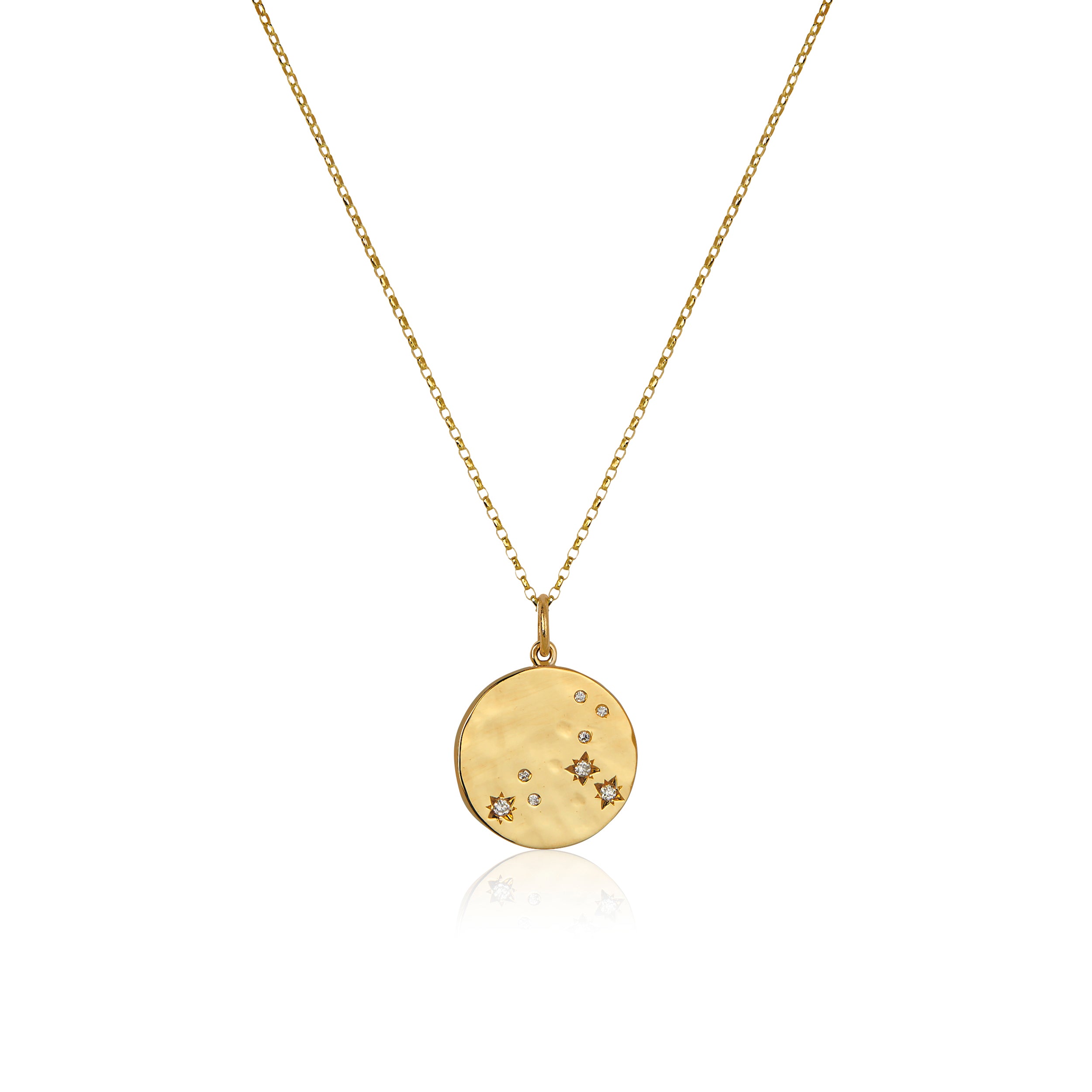 9ct Gold Hammered Zodiac Pendant