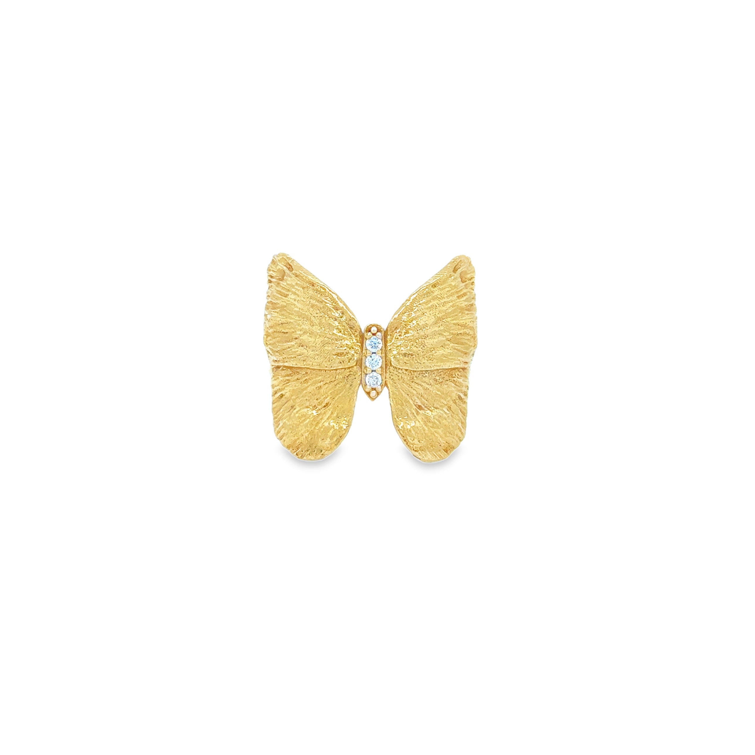 Gold Azul Butterfly Ring design featuring textured gold butterfly with delicate embellishments.