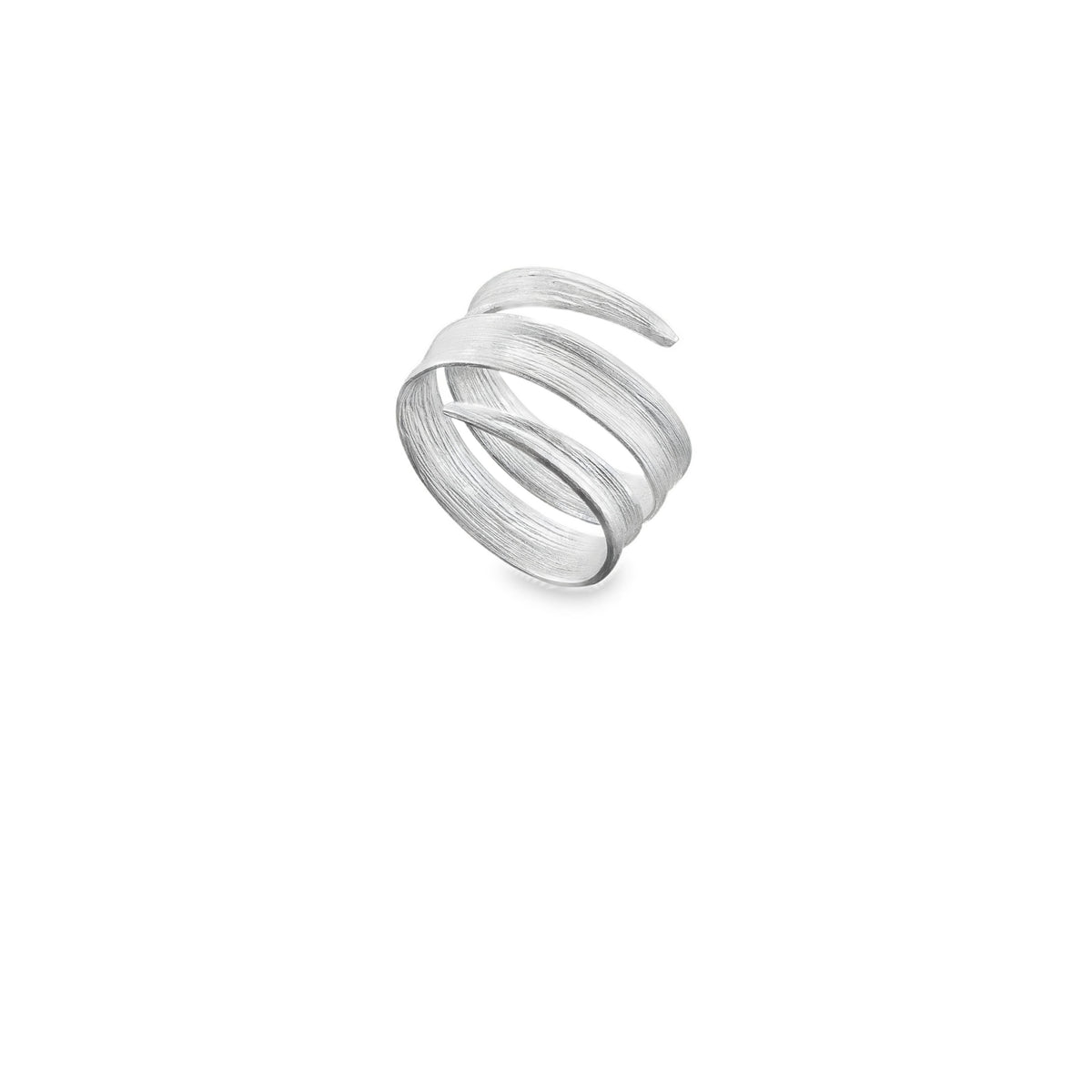 Silver Blade of Grass Ring featuring an elegant blade-of-grass design wrapped around the finger.