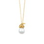 Gold Honeybee and Moonlight Pearl Pendant featuring a delicate honeybee and lustrous baroque pearl in 18ct gold vermeil.