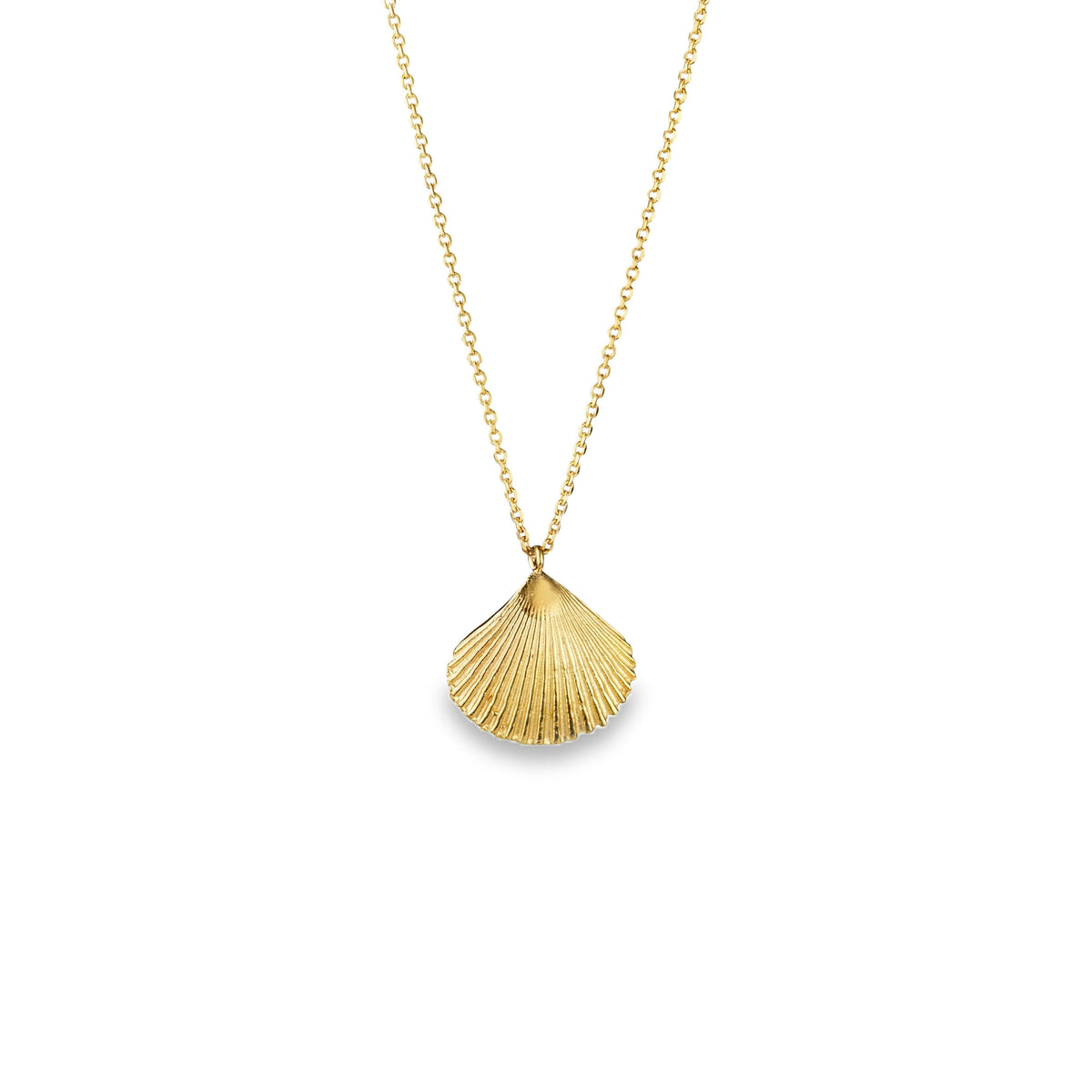 18ct gold plated silver shell pendant on 18 inch necklace