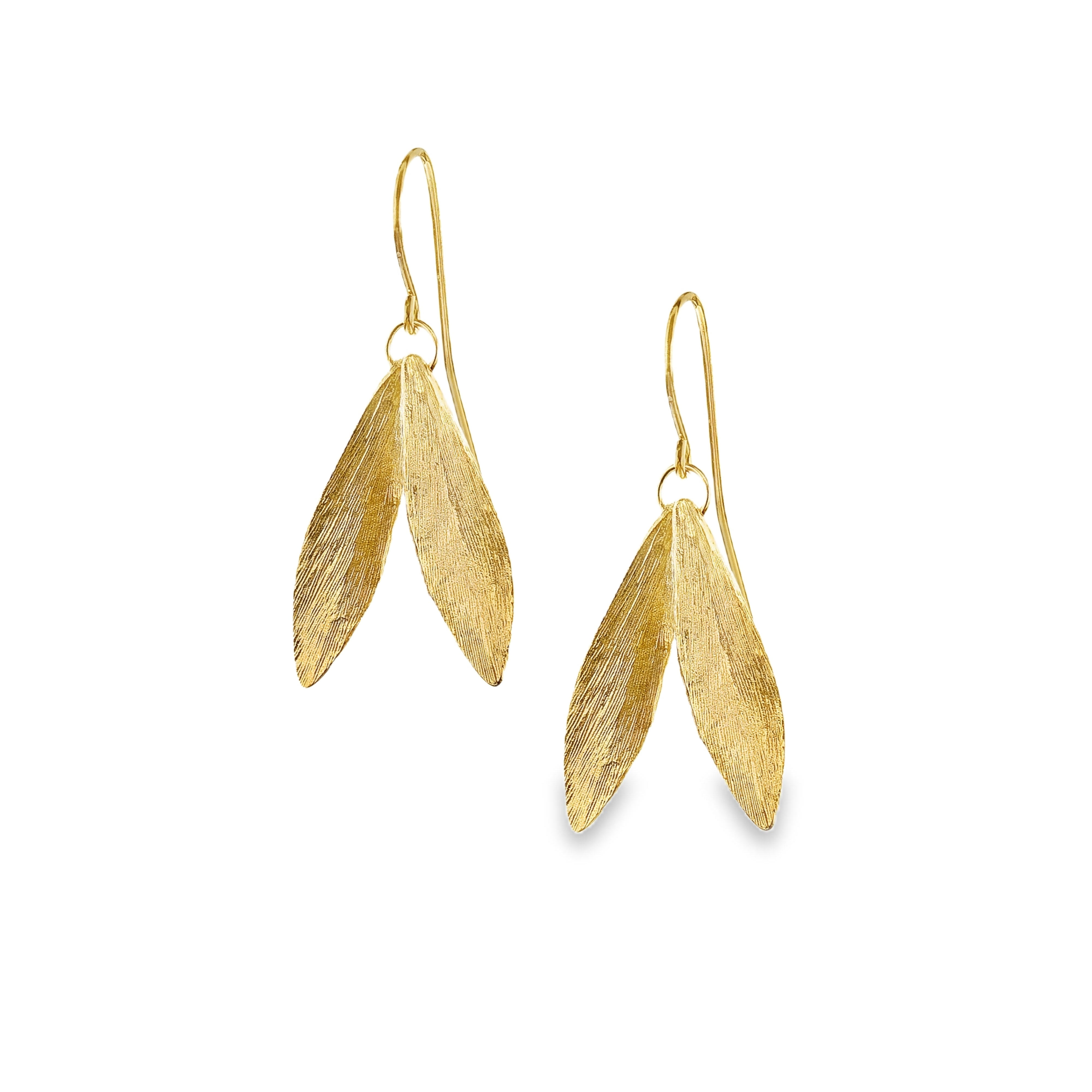 9ct Solid Double Leaf Earrings