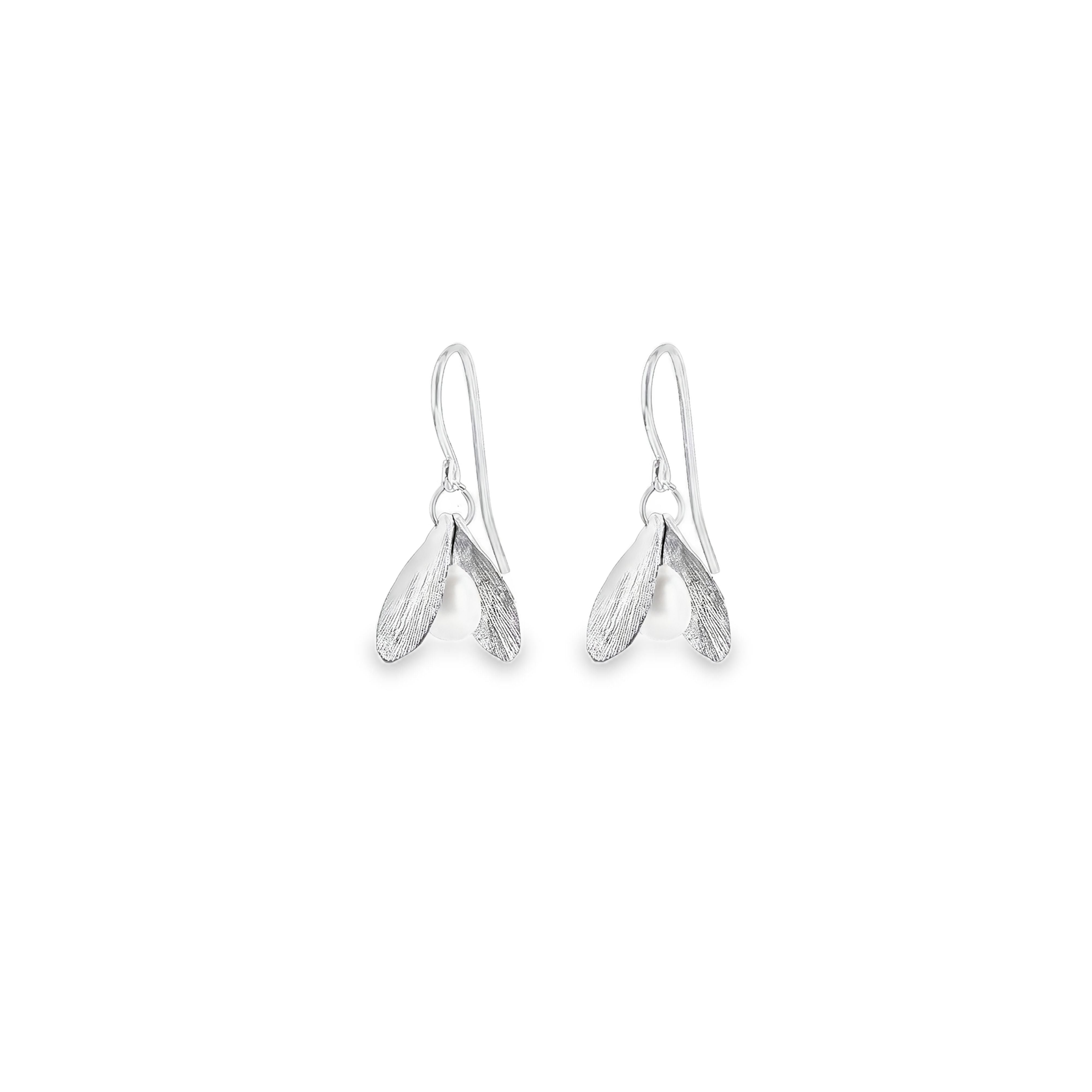 Double Leaf Pearl Earrings