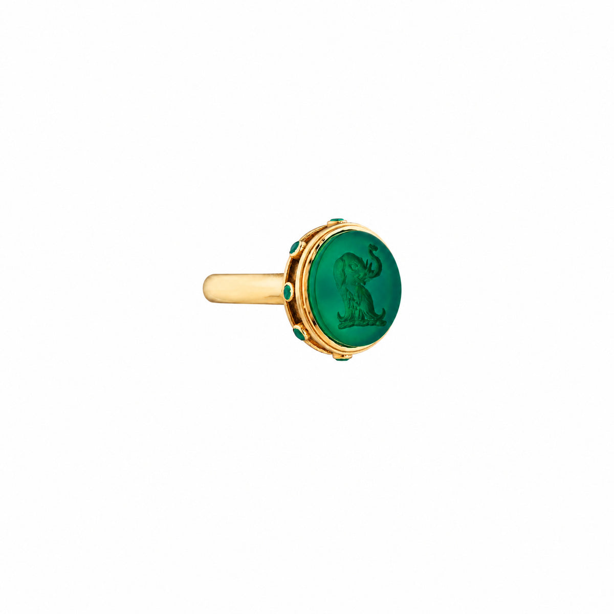 Gold Stone Set Oval Signet Ring 13 x 11 mm