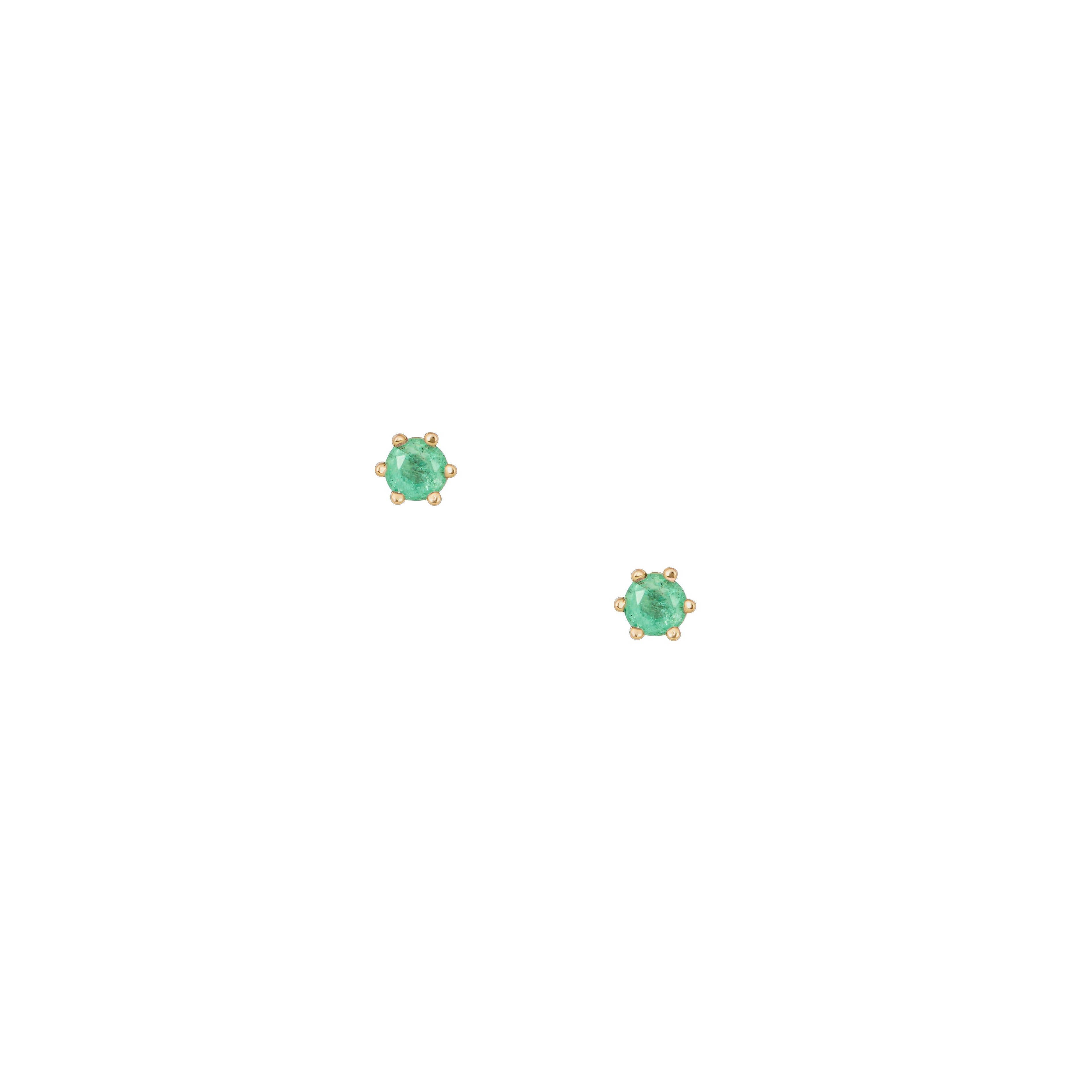 9ct gold emerald stud earrings featuring vibrant green claw set emerald stones in solid gold settings.