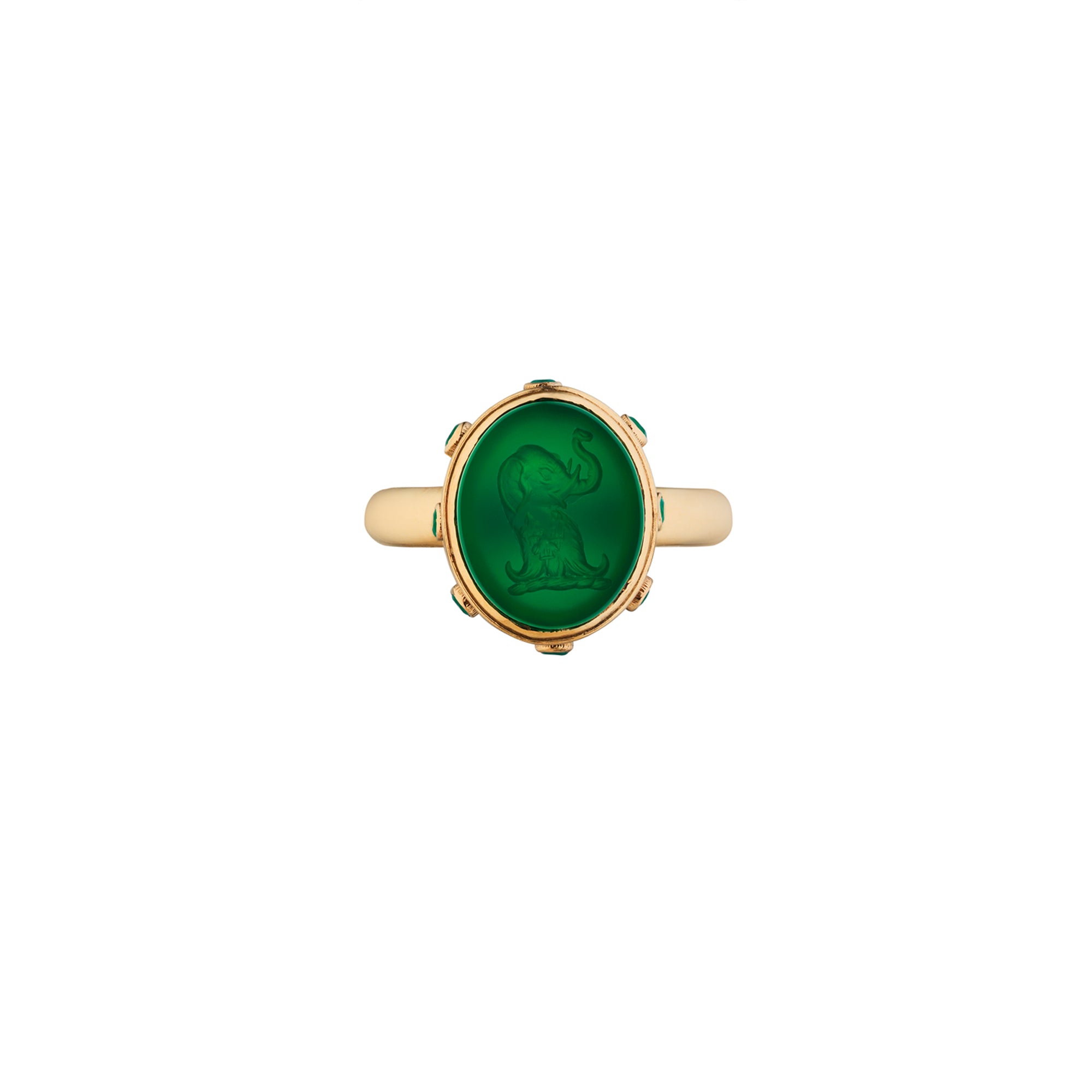 Gold Stone Set Oval Signet Ring 13 x 11 mm
