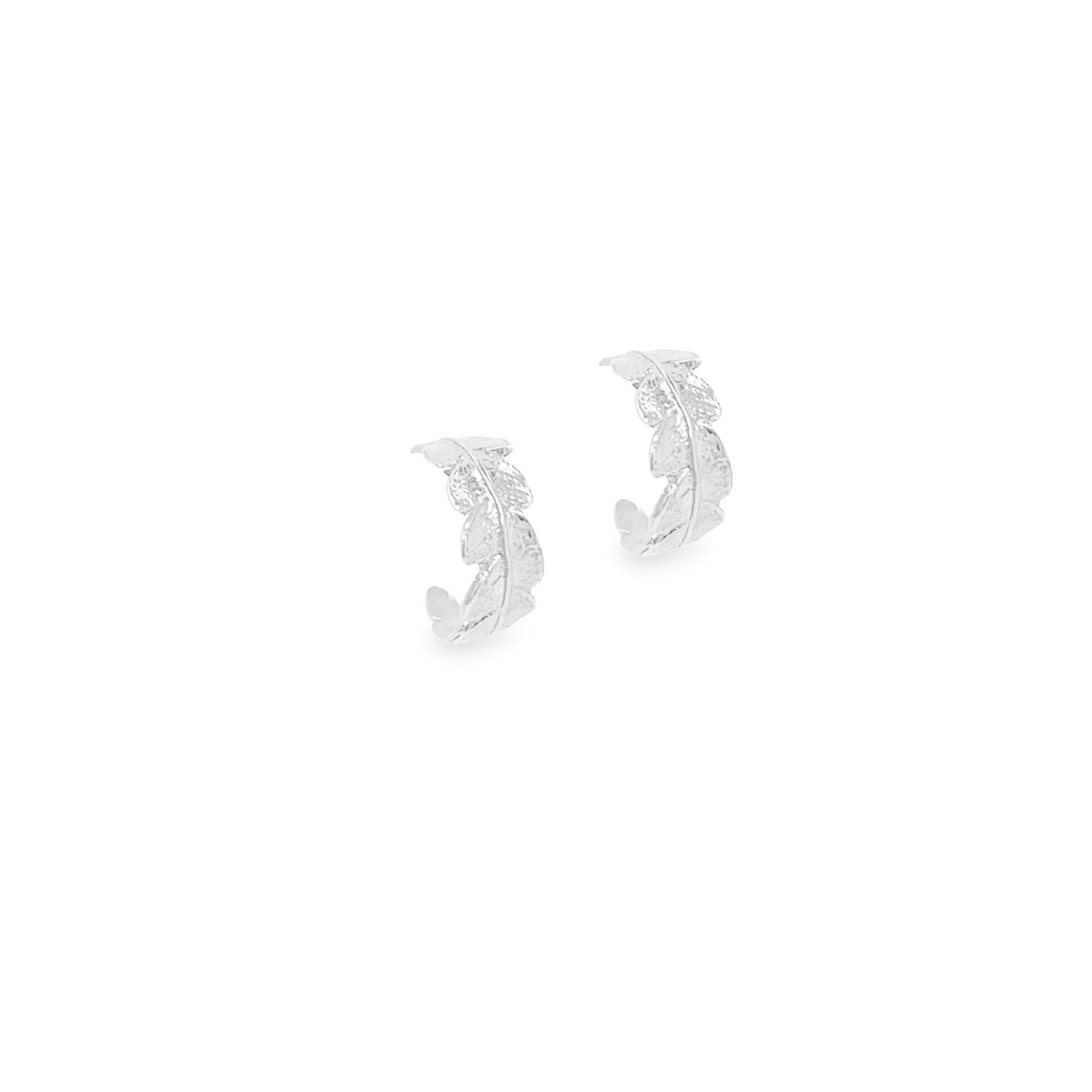 Mini Crown Fern Hoop Earrings