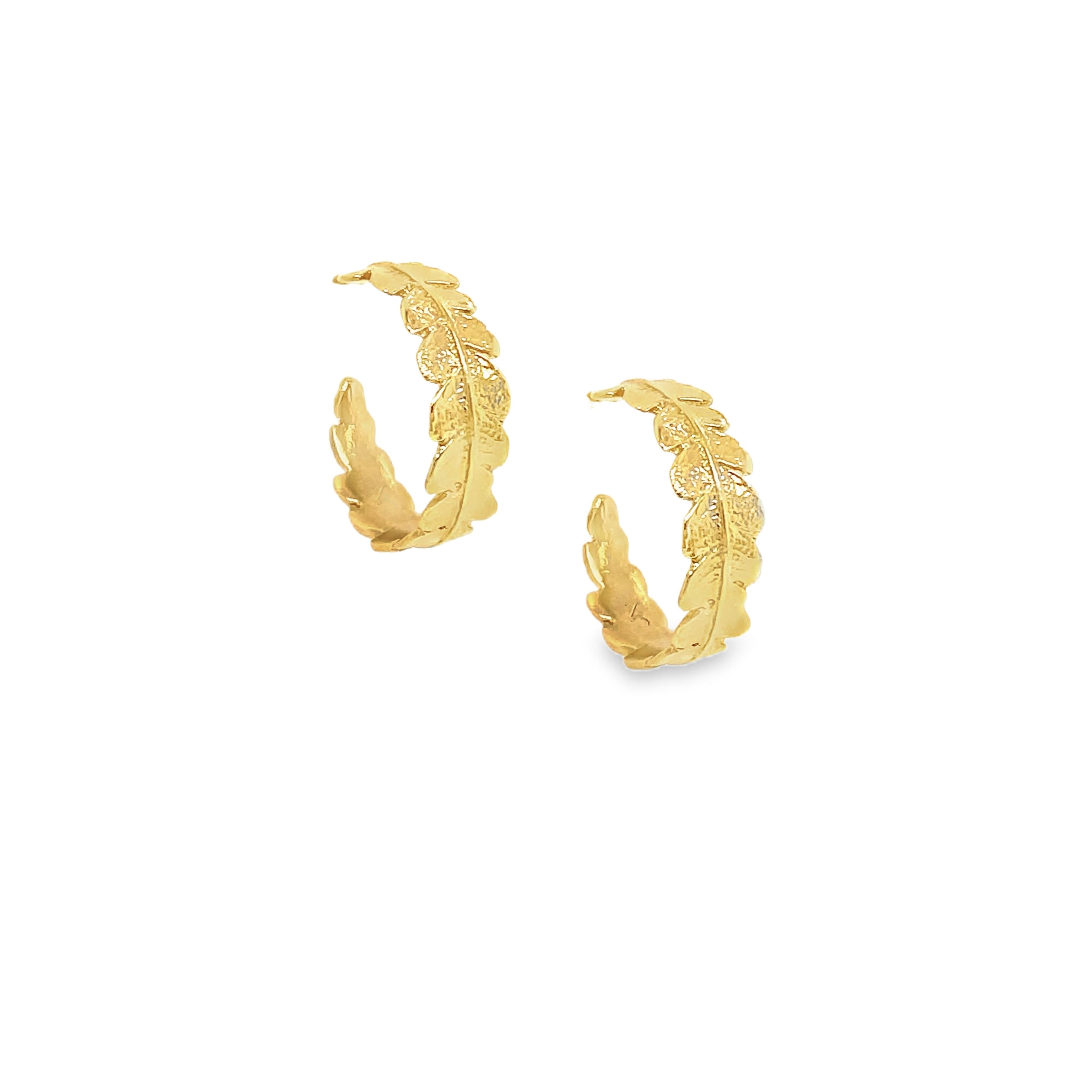 18ct gold plated fern hoop earrings 