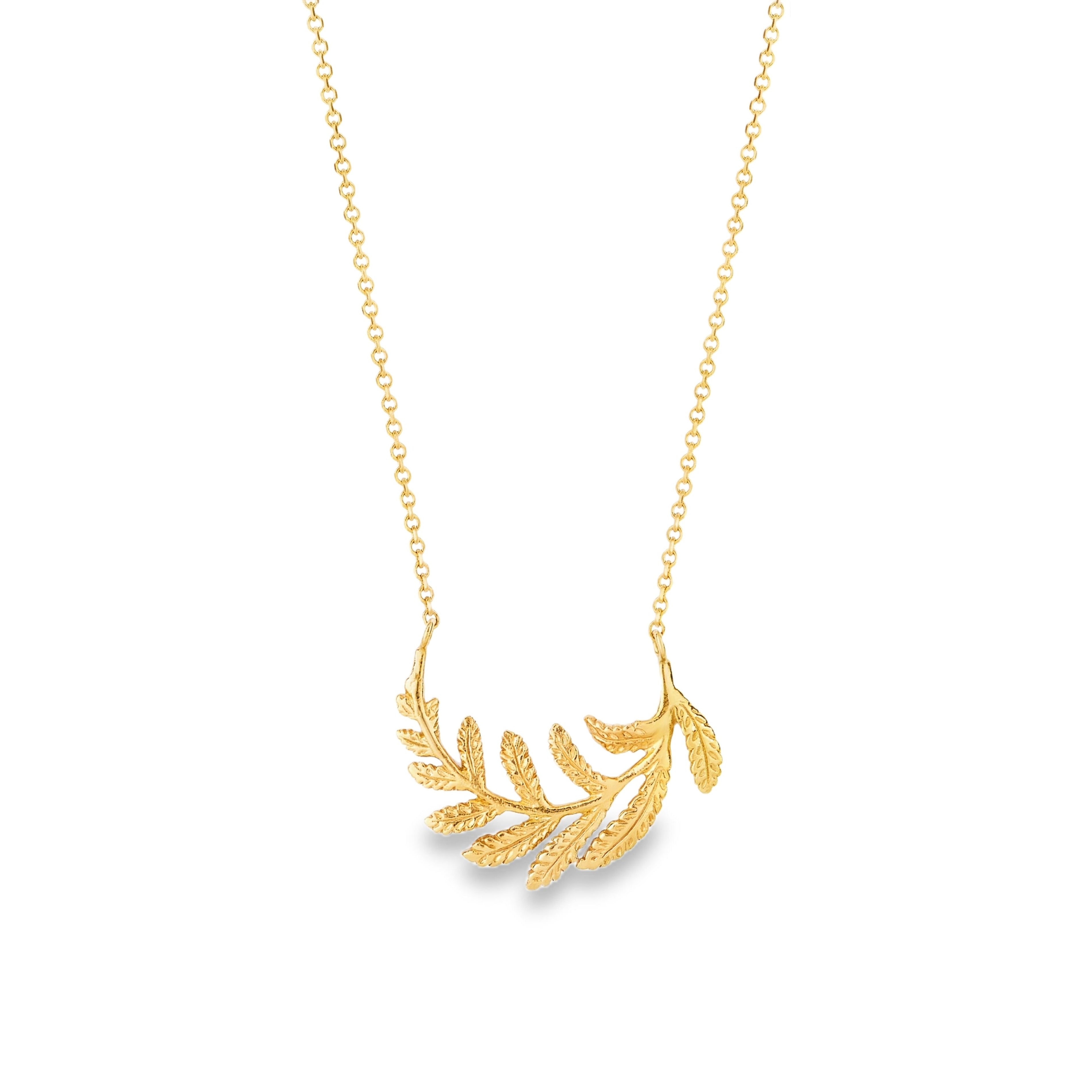 18ct gold plated silver fern pendant on chain necklace