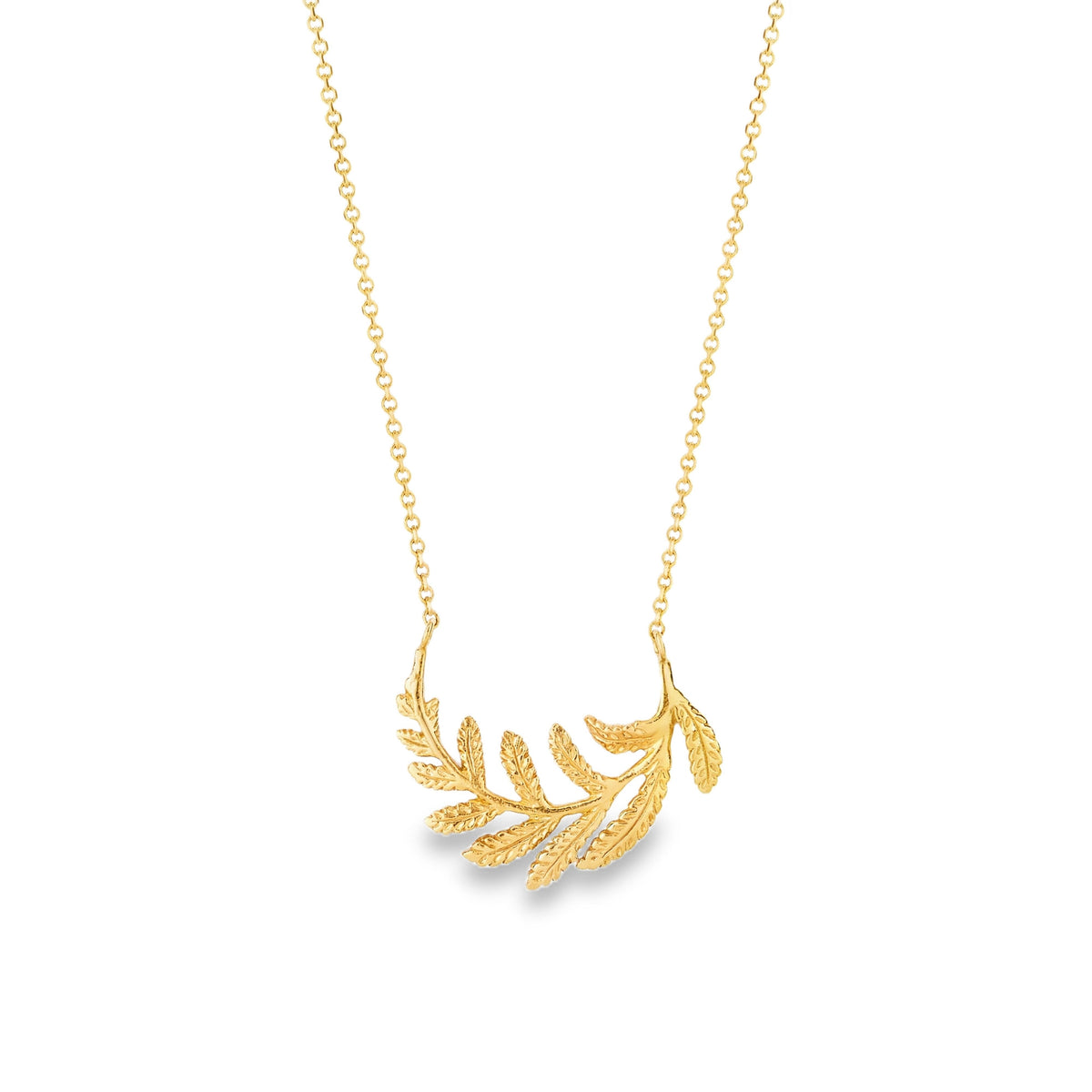 18ct gold plated silver fern pendant on chain necklace