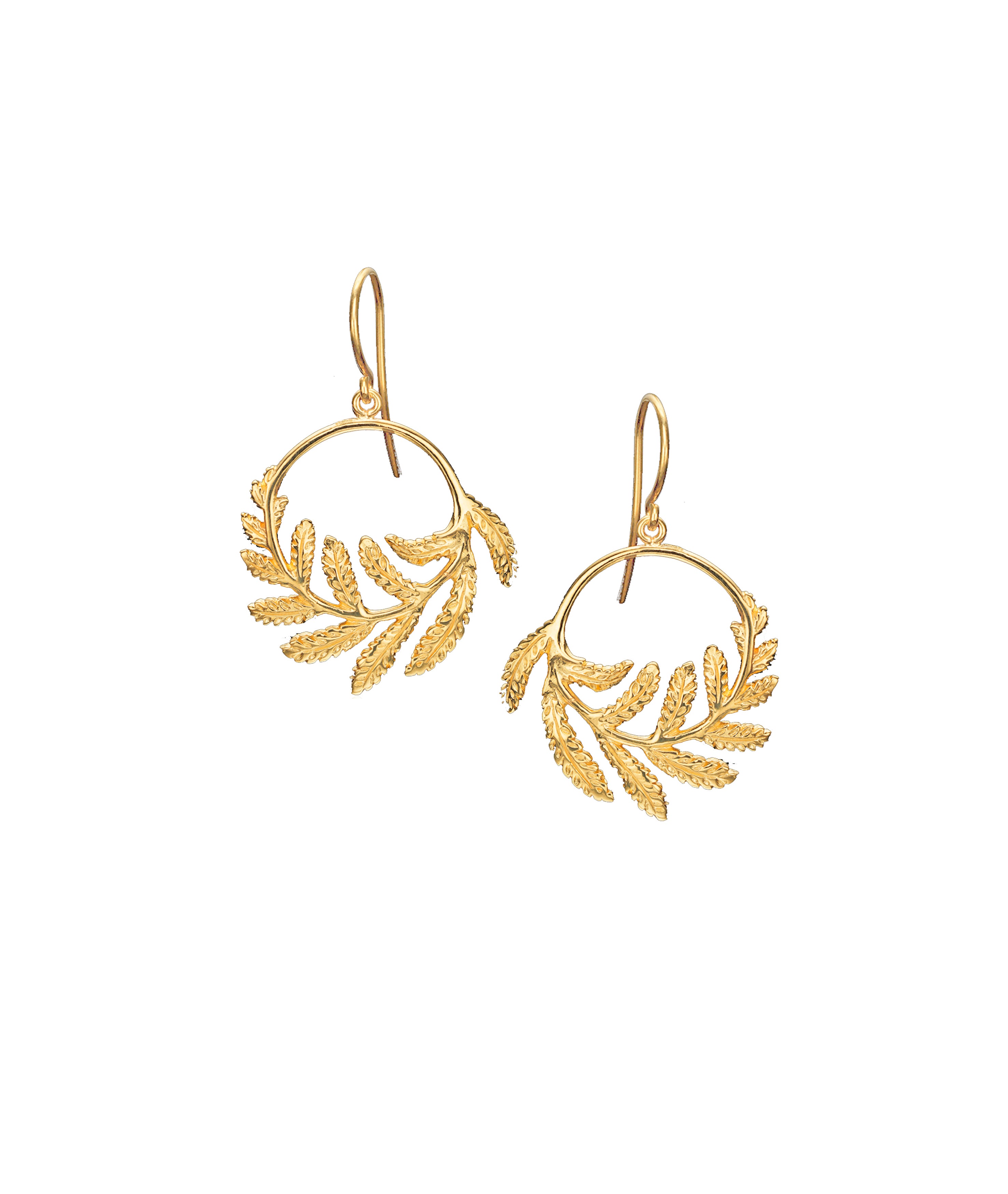 9ct Solid Fern Hoop Earrings