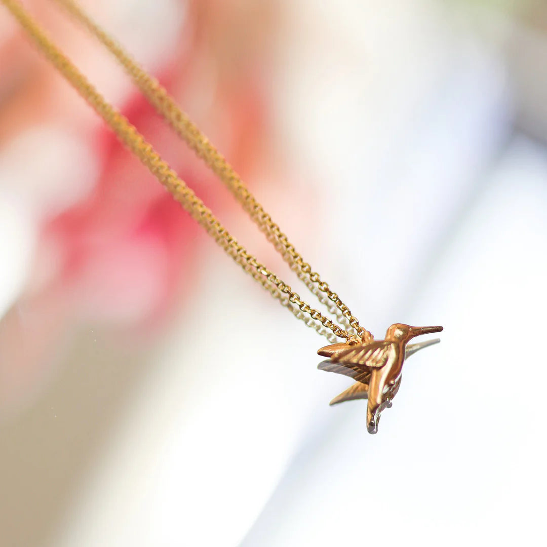 Tiny Hummingbird Necklace with 14K Gold Pleted – ZITA Jewellery