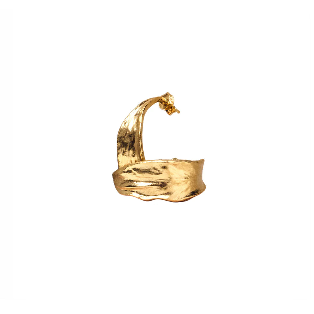 18ct gold plated silver iris petal hooped into an earring 