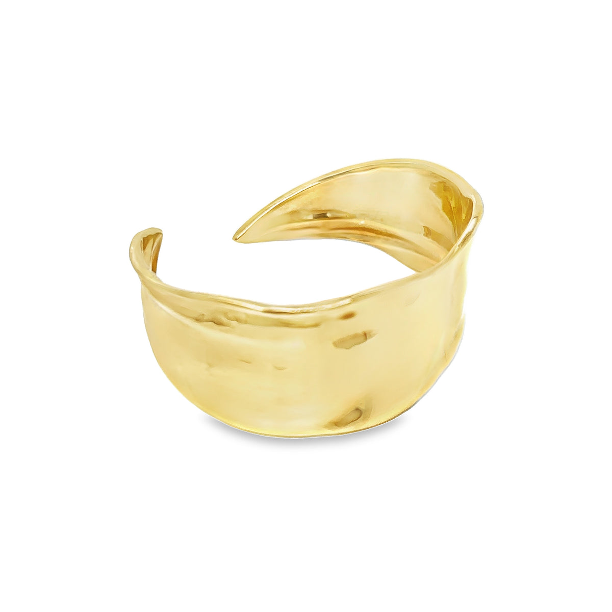 Gold iris petal cuff featuring intricate petal detailing, symbolizing friendship and new beginnings.