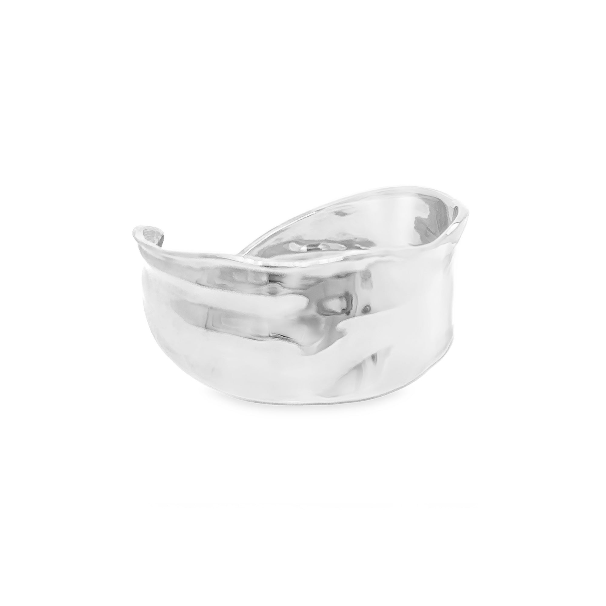 Silver Iris Petal Cuff showcasing a sterling silver design, symbolizing friendship and new beginnings.