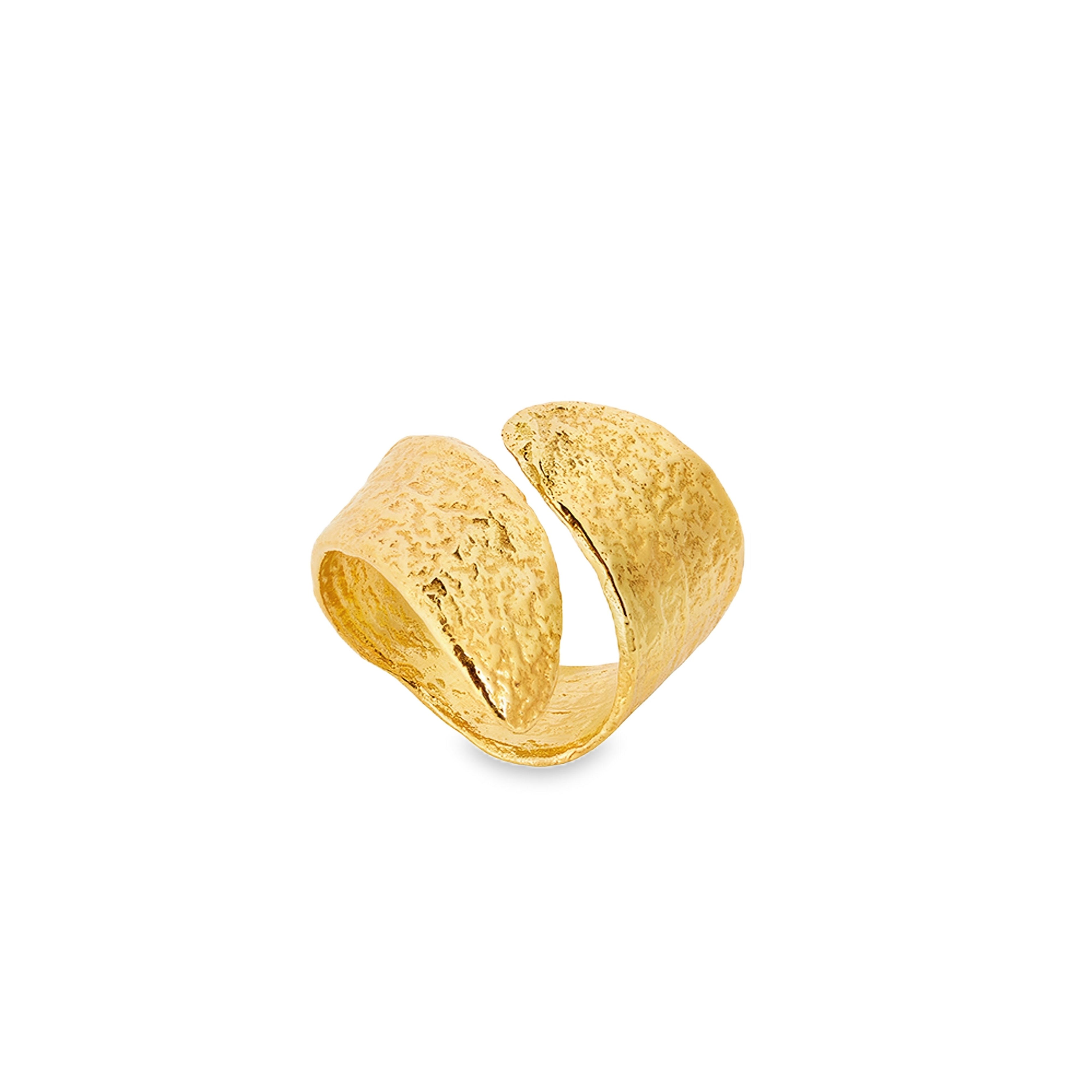18ct gold plated silver mistletoe leaf wrapped into a ring 