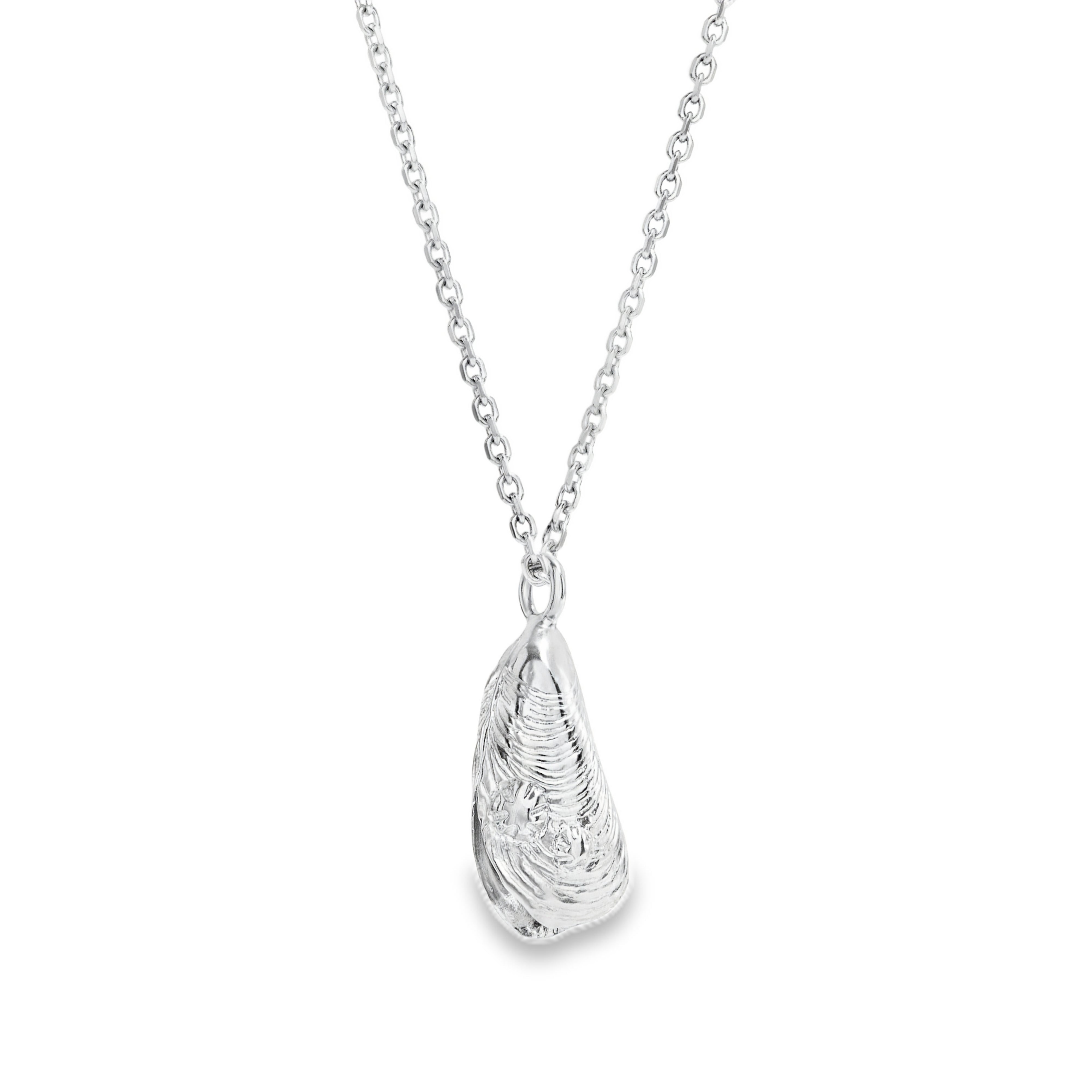 Mussel Shell Pearl Pendant 28 Inch Chain