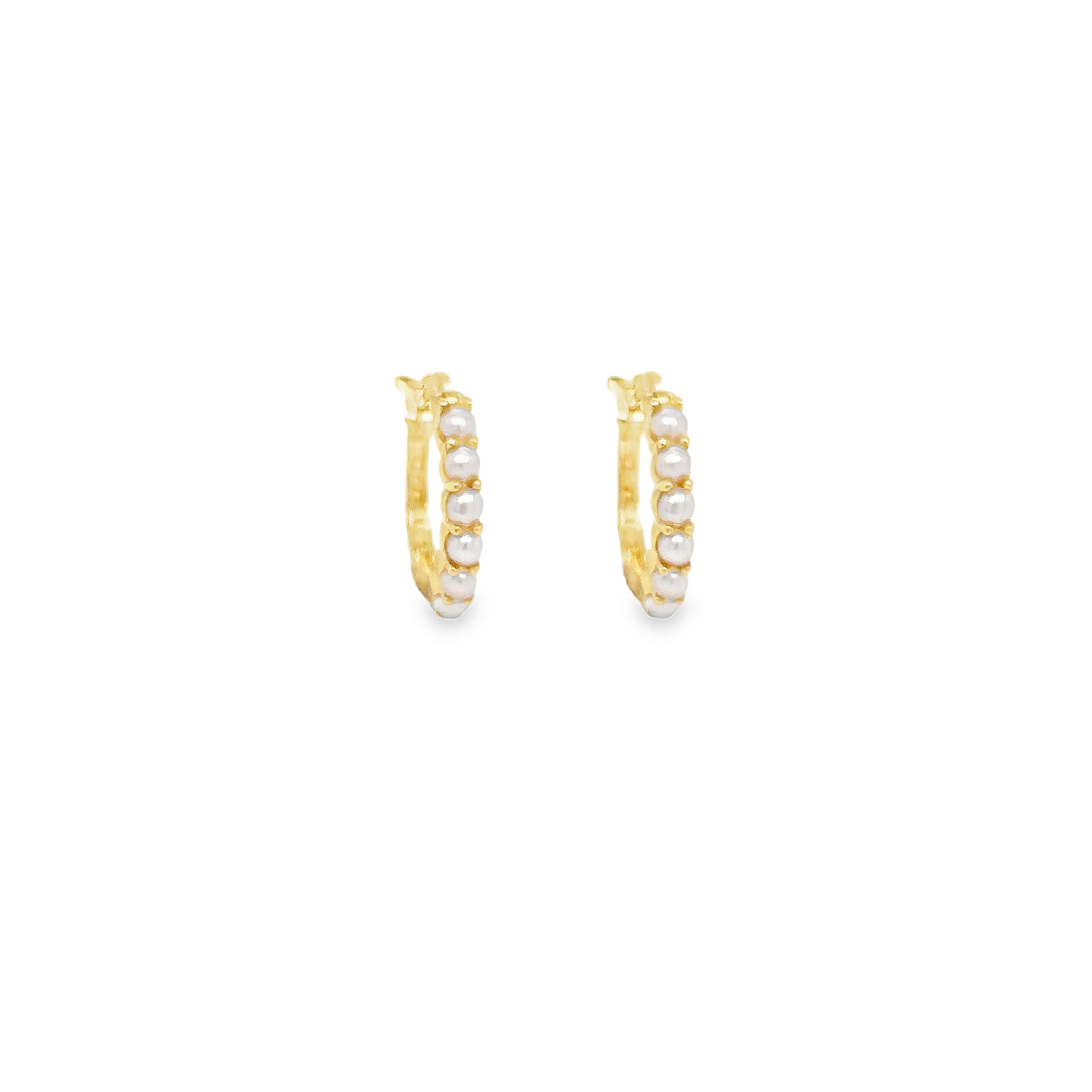 Gold Oahu Pearl Hoop Earrings featuring a stylish design with pearl accents in premium 18ct gold plated silver.