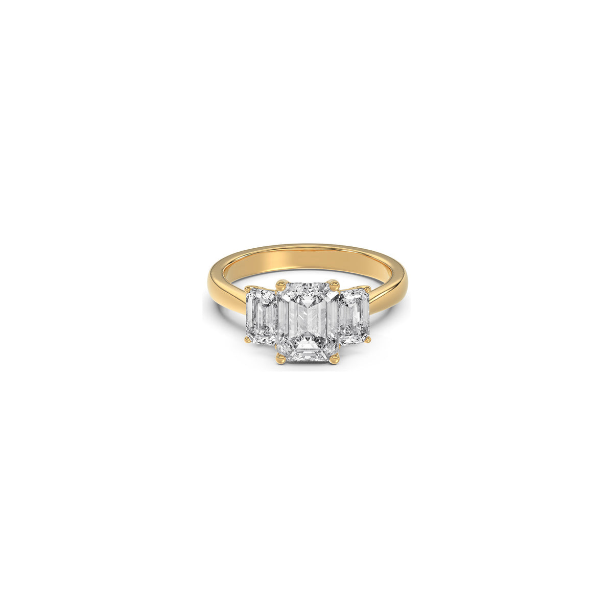 Emerald Cut Trilogy Diamond Ring