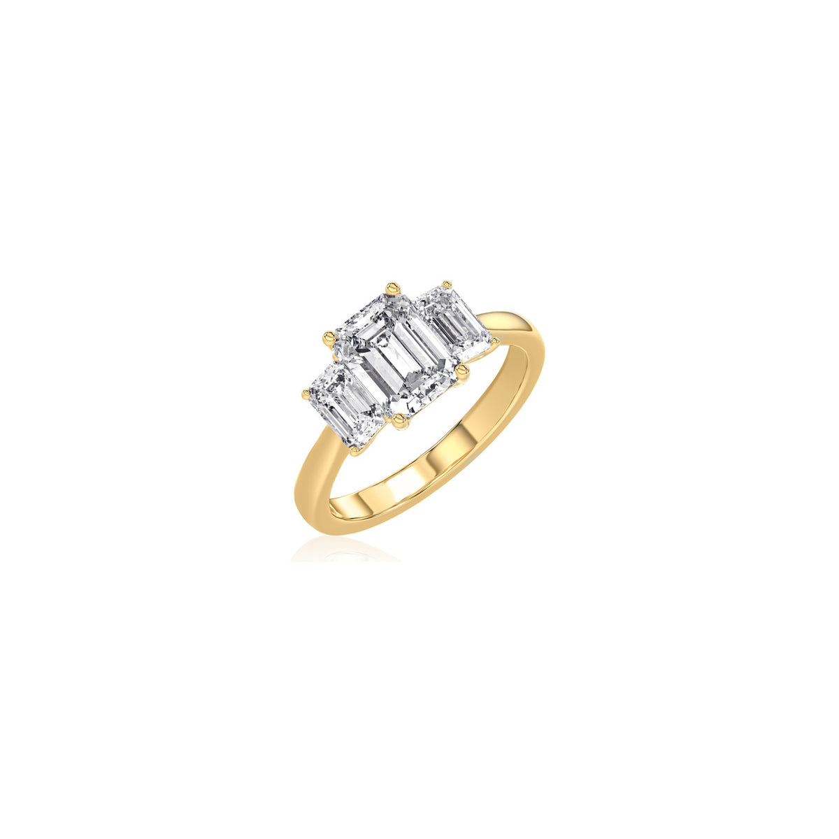 Emerald Cut Trilogy Diamond Ring