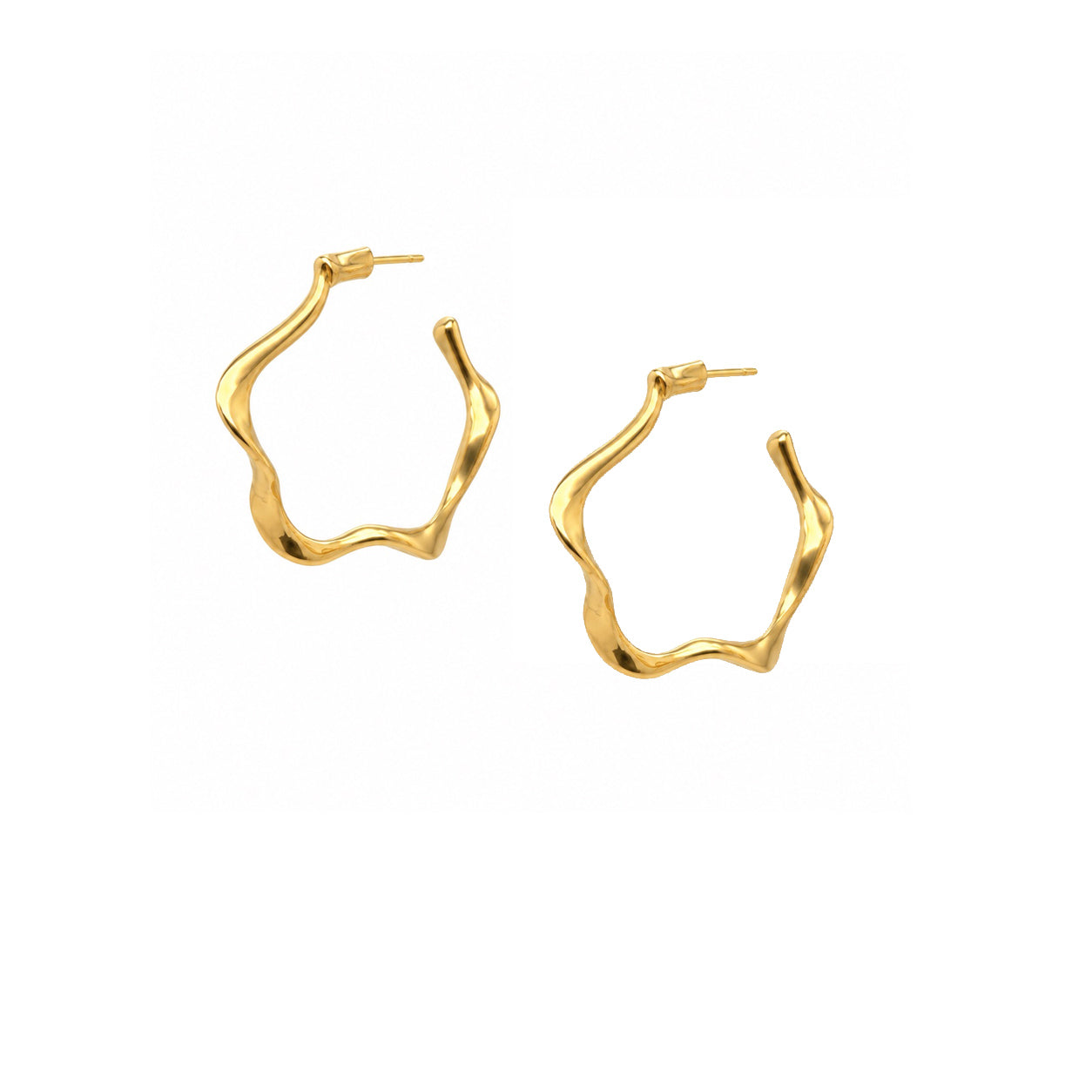 Gold Ripple Hoop Earrings