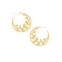 Elegant gold Savannah Rosa Hoop Earrings with leaf design, showcasing a chic 36mm diameter for versatile wear.