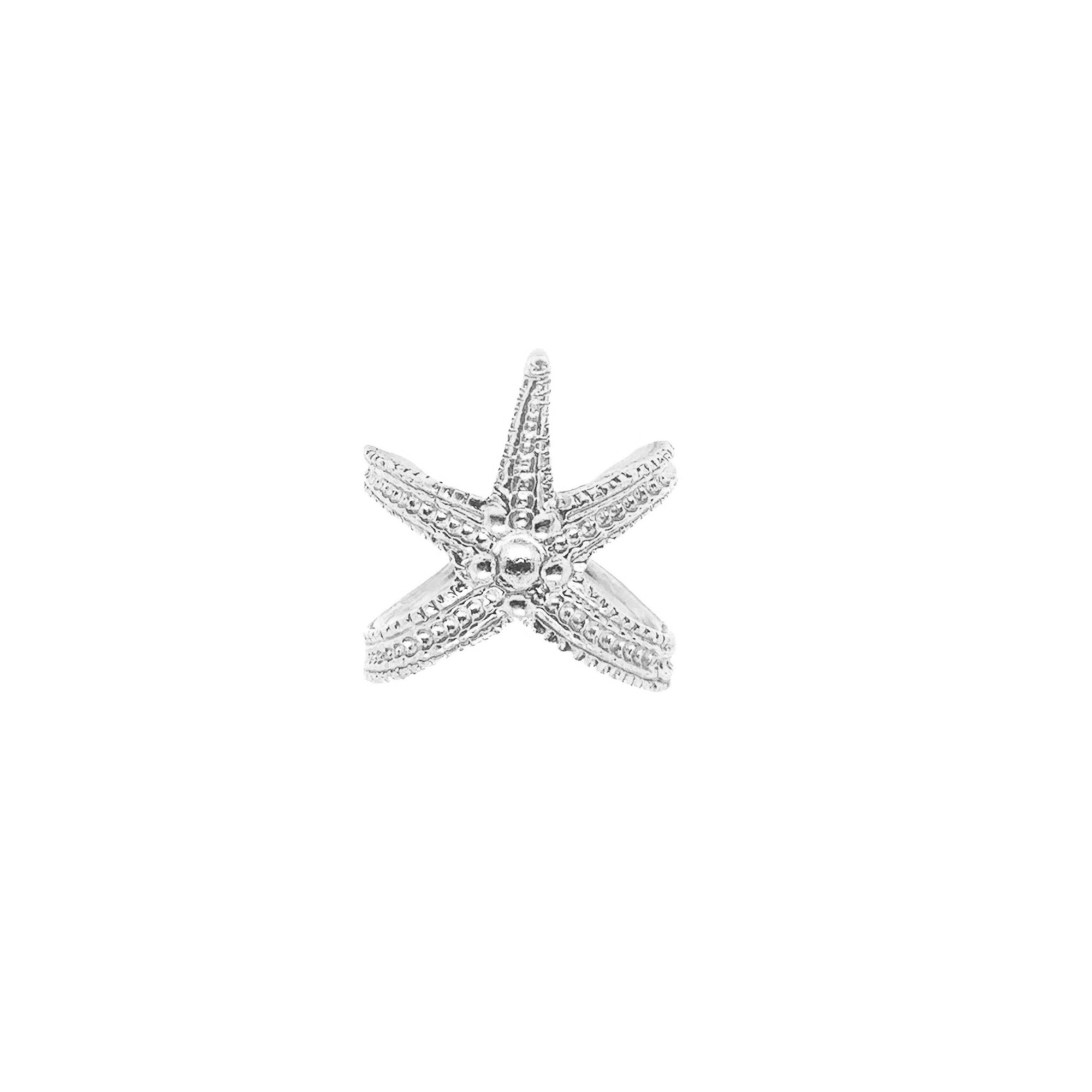 Silver starfish adjustable ring 