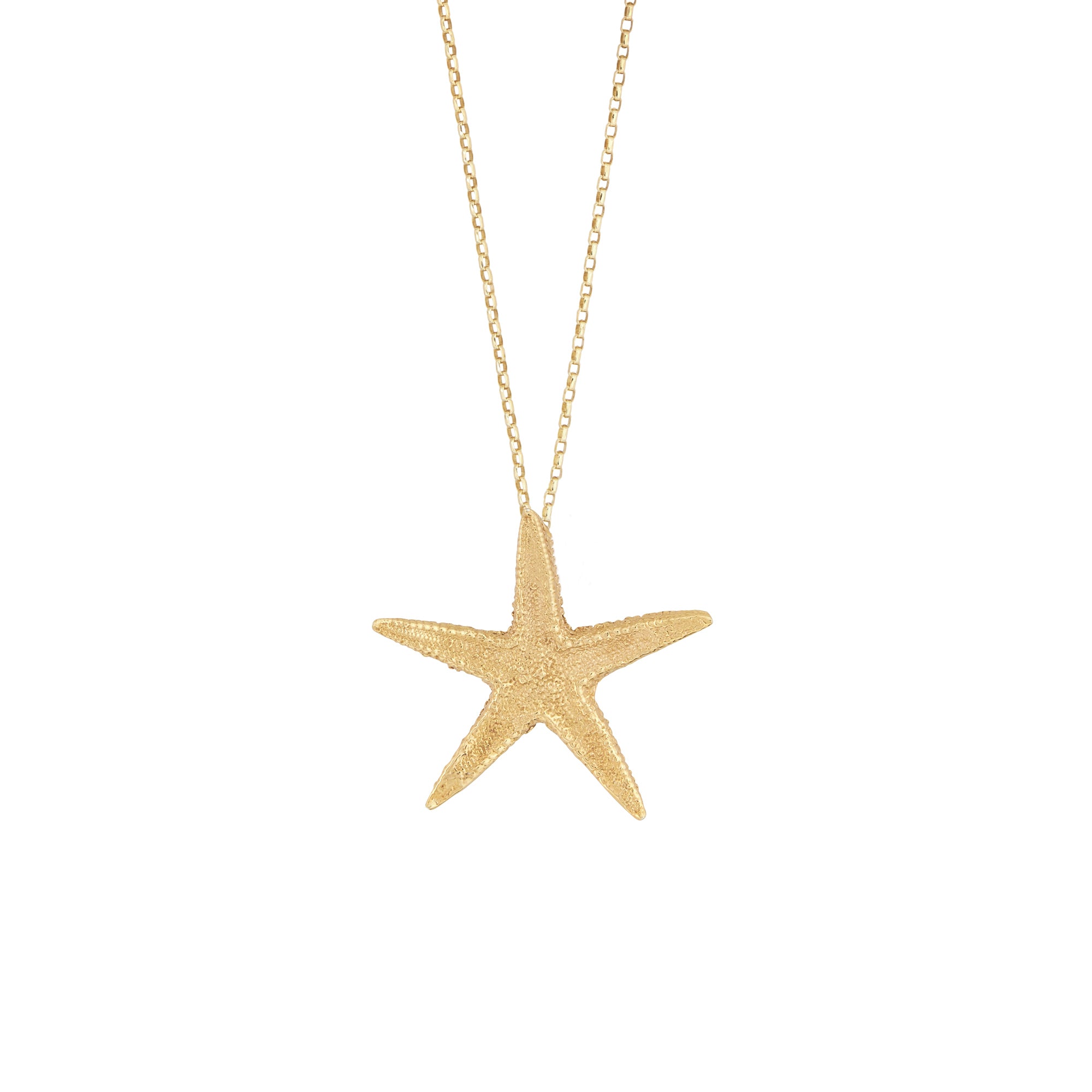 18ct gold plated silver starfish charm pendant on chain necklace 