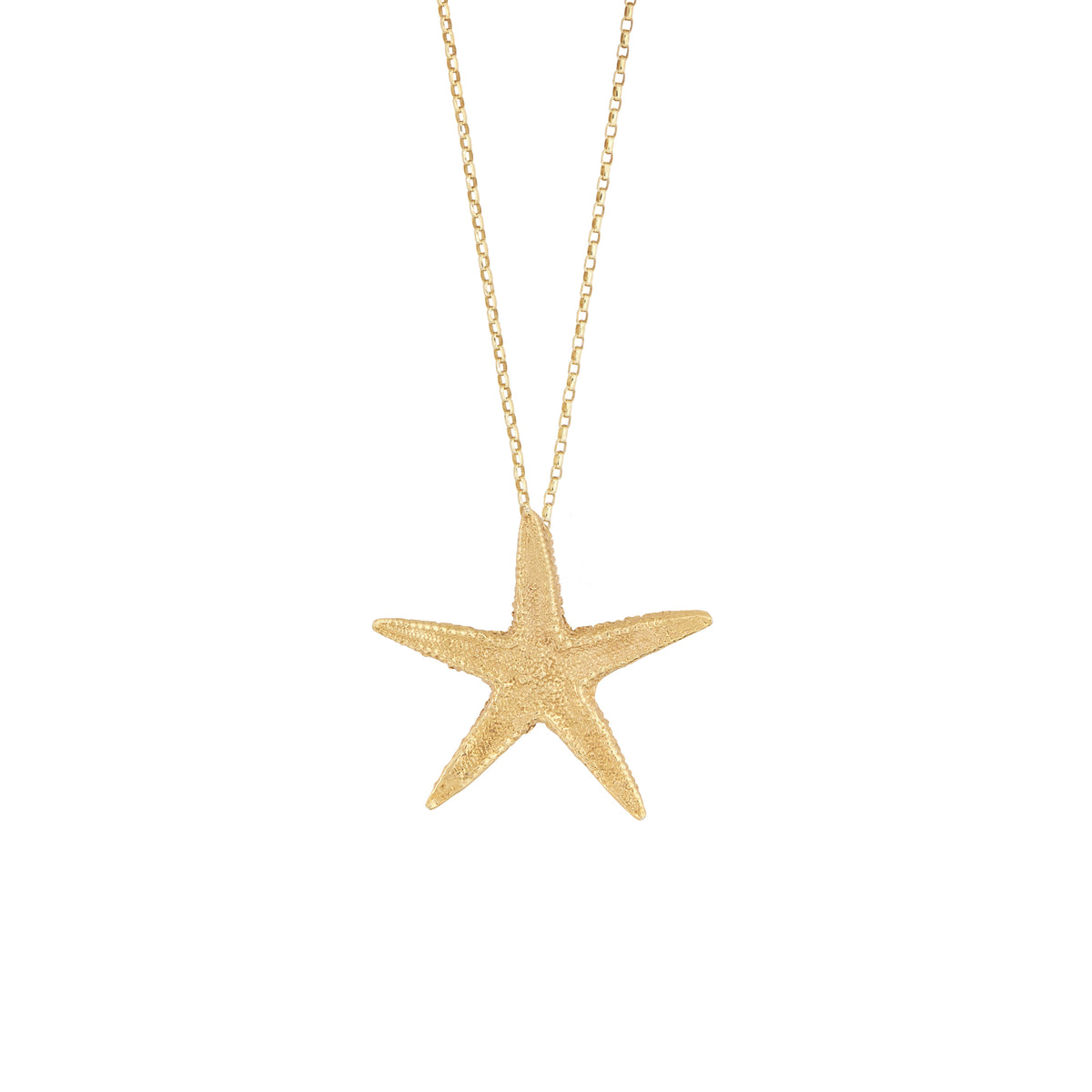 18ct gold plated silver starfish charm pendant on chain necklace 