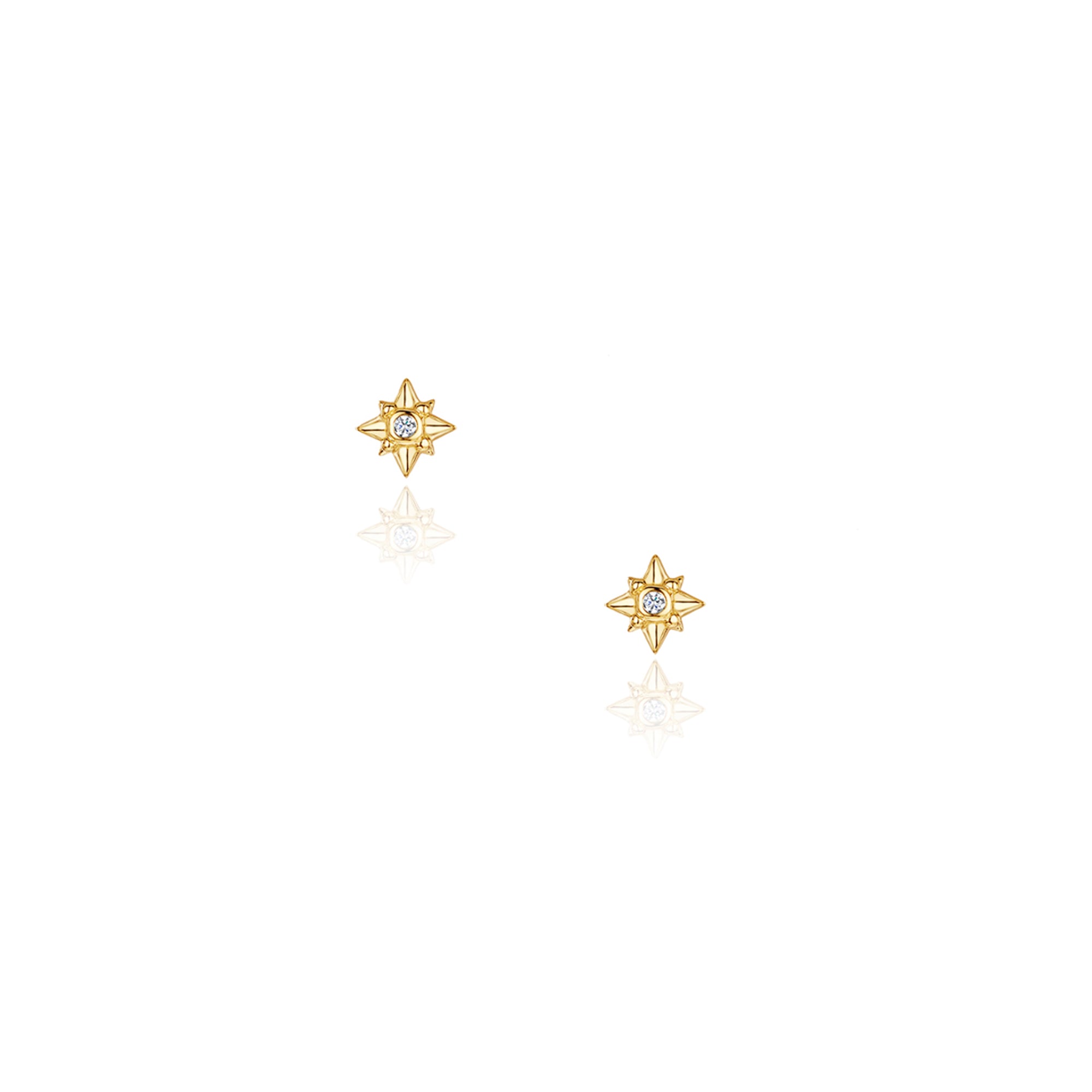 Gold Starry Night Stud Earrings featuring sparkling cubic zirconia stones in a delicate gold star design.