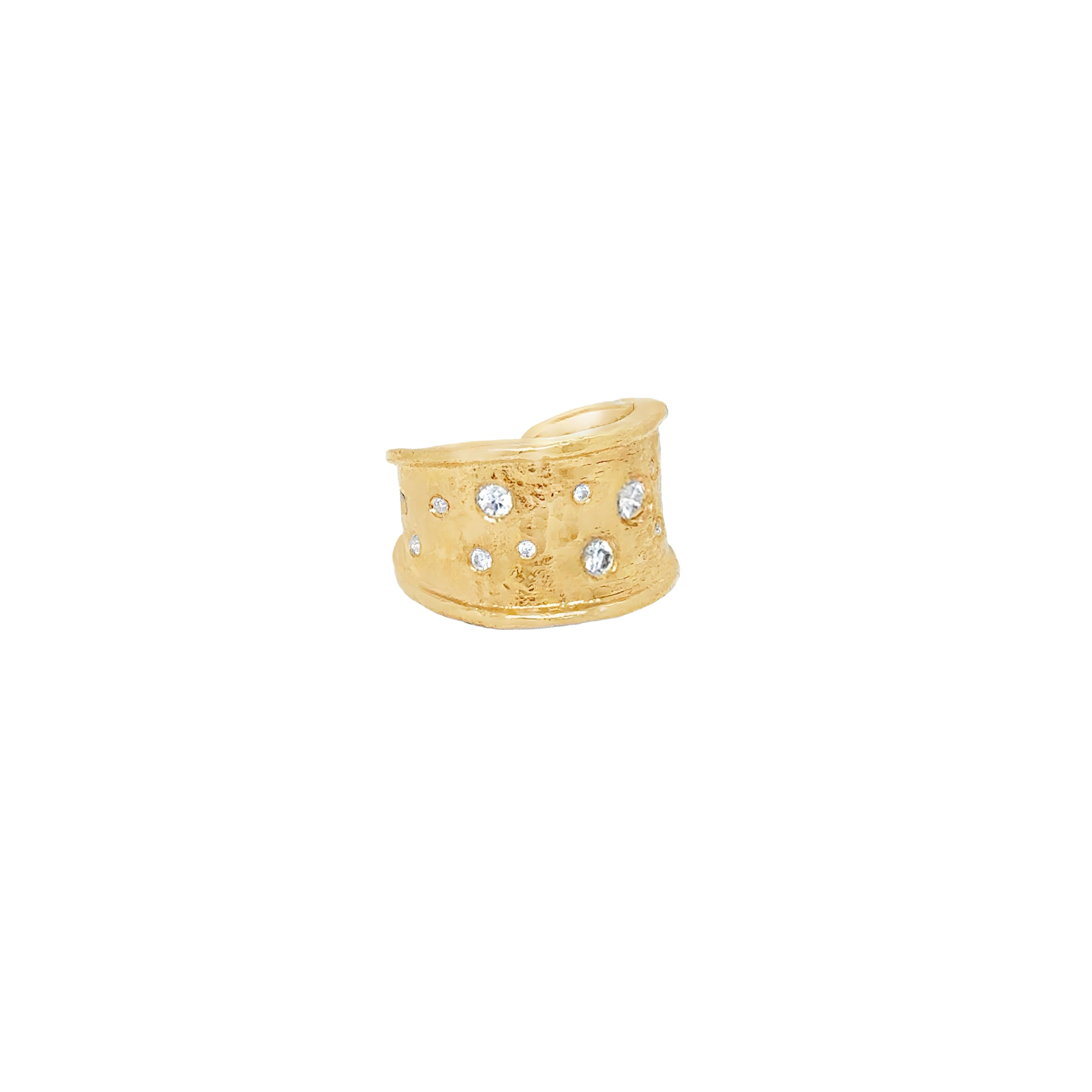 Gold Starlight Ring showcasing cubic zirconia stones on premium gold plated sterling silver.