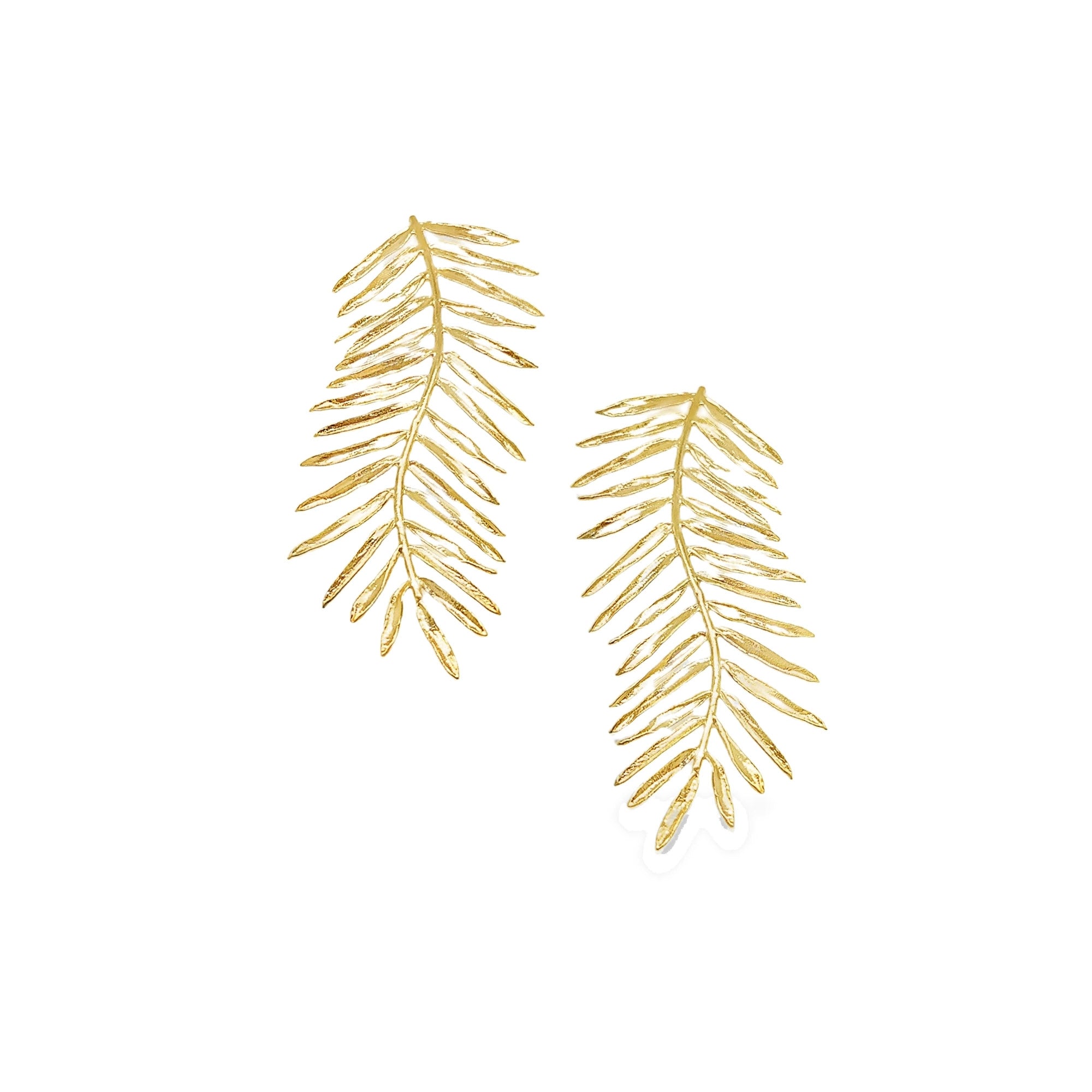 Beautiful gold vetch earrings made of 18ct gold plated silver, featuring delicate wild vetch leaf design.