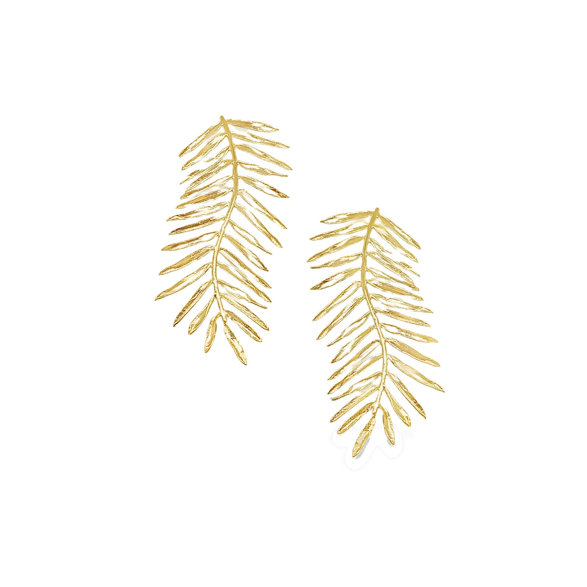Beautiful gold vetch earrings made of 18ct gold plated silver, featuring delicate wild vetch leaf design.