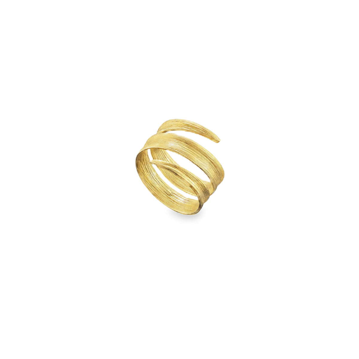 18ct solid gold blade of grass ring showcasing a nature-inspired design in luxurious yellow gold.