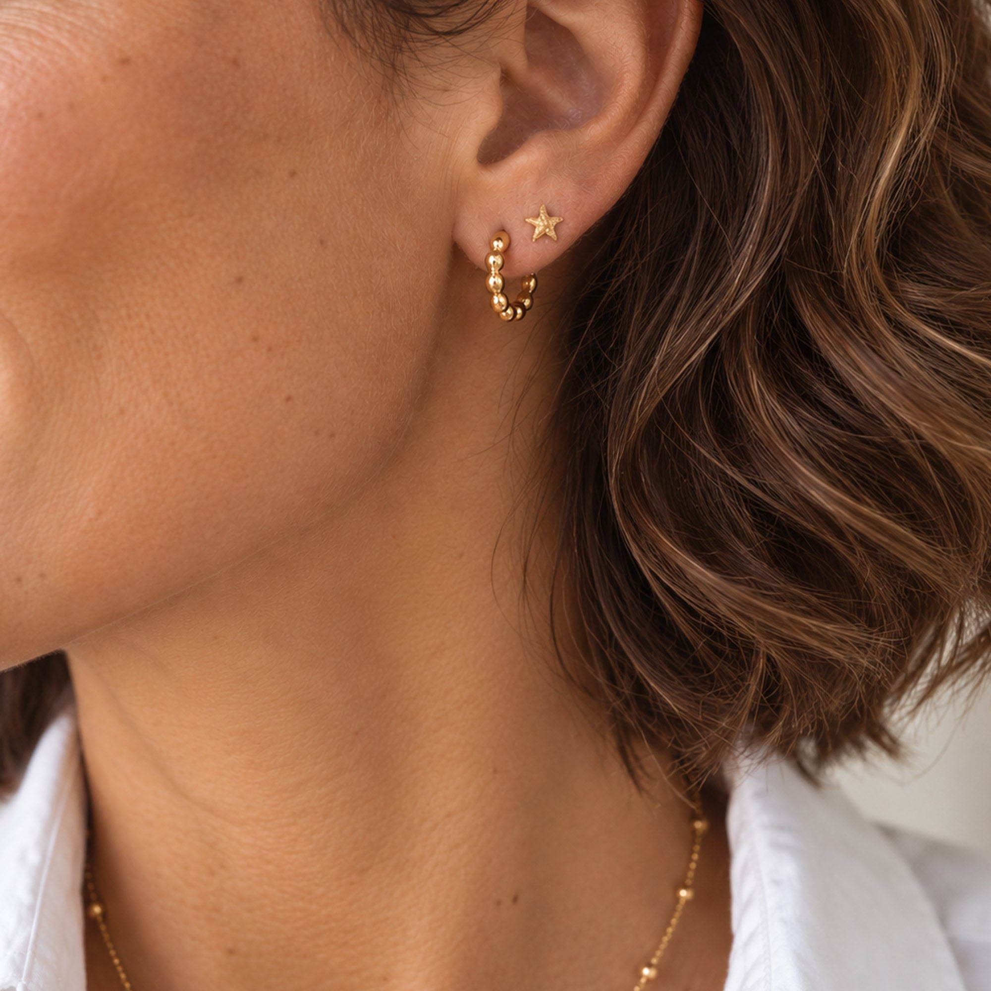Gold Bubble Huggie Hoop Earrings
