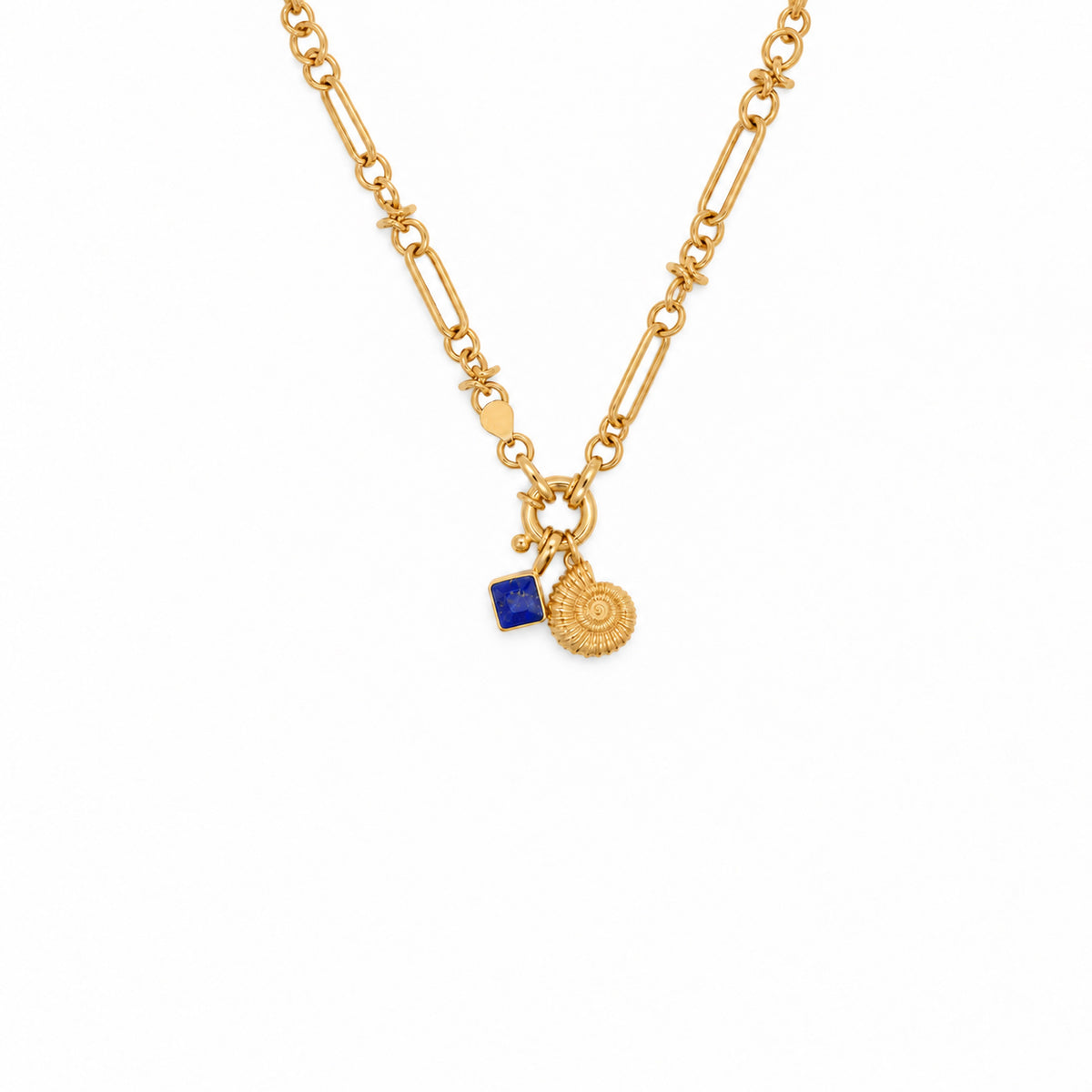 Gold Forget-Me-Knot Chain Necklace with Charm