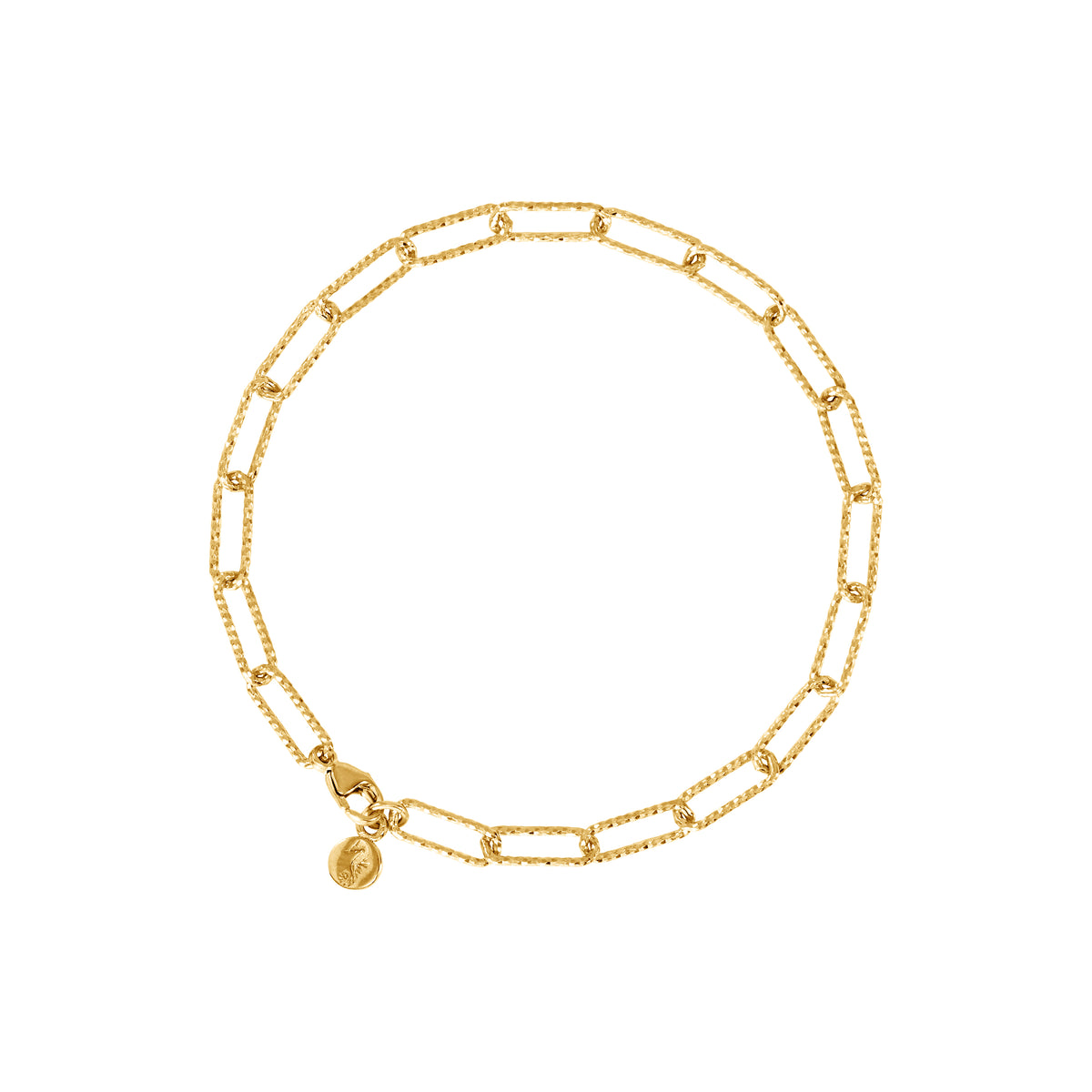 Gold glitter chain bracelet featuring a stunning laser-cut vermeil design, perfect for adding sparkle to any outfit.