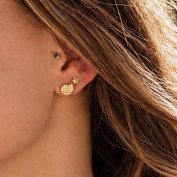 Gold Ammonite Stud Earrings