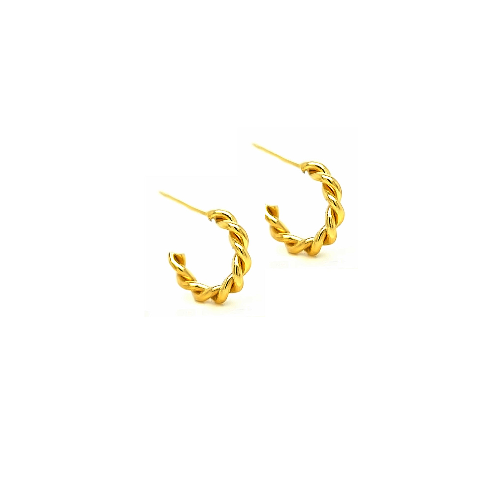 gold oak twist hoop earrings