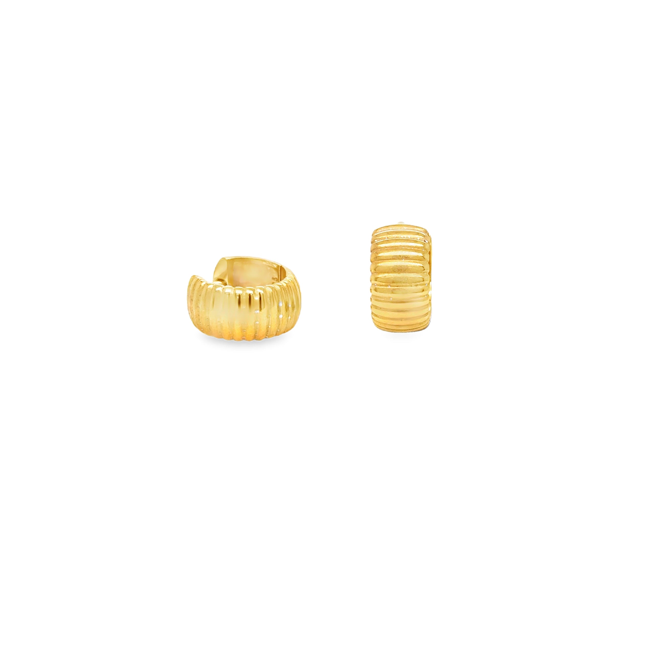 Gold Stripe Hoop Earrings featuring a delicate stripe texture in 18ct gold plated sterling silver, elegant and durable.