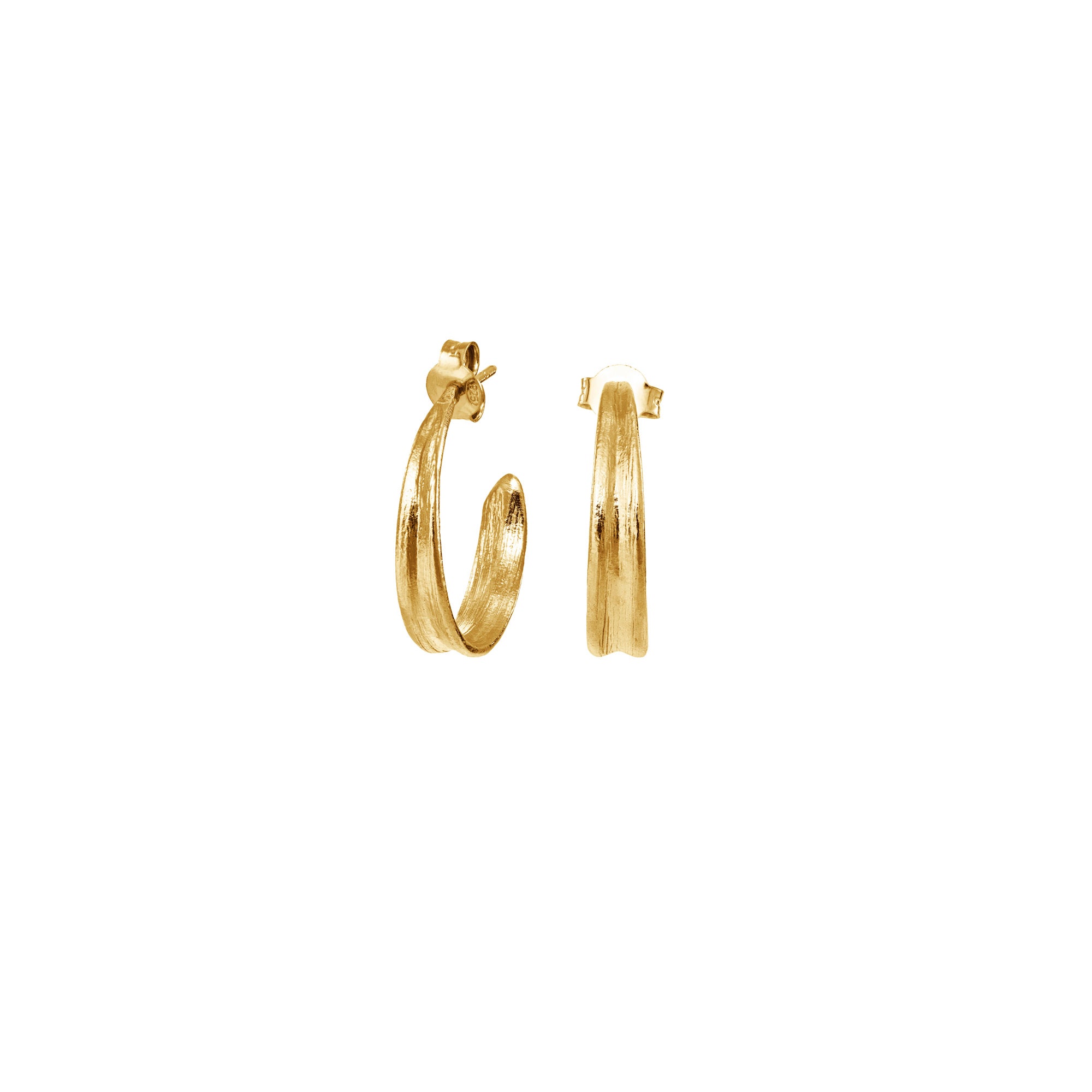 18ct gold plated blade of grass hoop earrings 