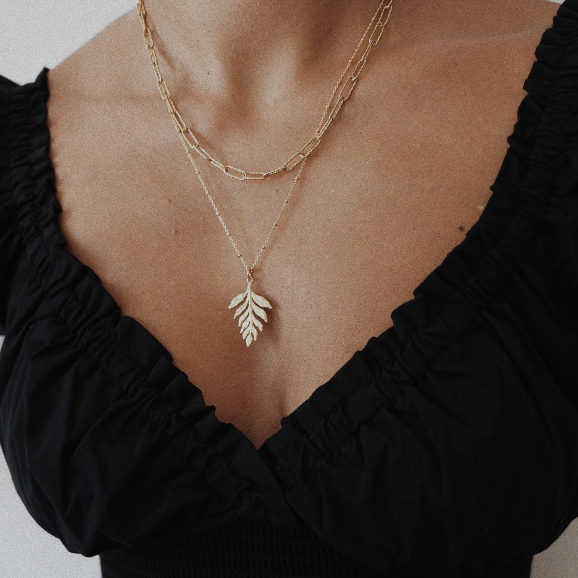 Catherine Zoraida Gold Fern Drop Pendant