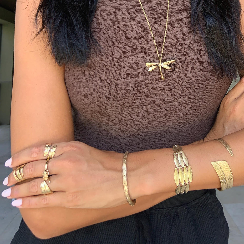 Talia Richman wears Catherine Zoraida Gold Dragonfly Pendant